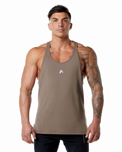 Alphalete Stepped Hem Stringer Mocha | UFIZP6127