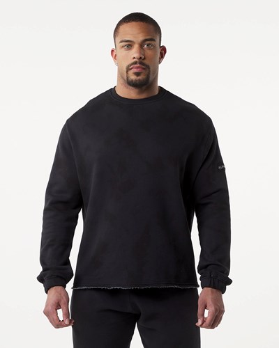 Alphalete Washed Fleece Sweater Blackbird | WDBLV7358