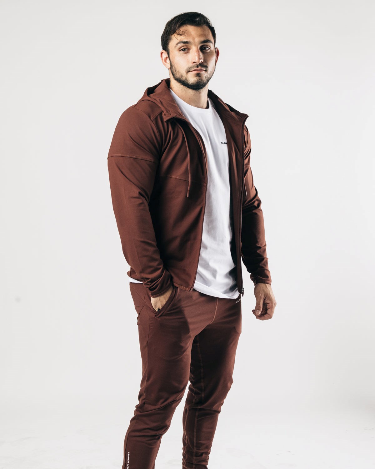 Alphalete 4-Way Stretch Hætte Jacket Chokolade | LGIHM9153