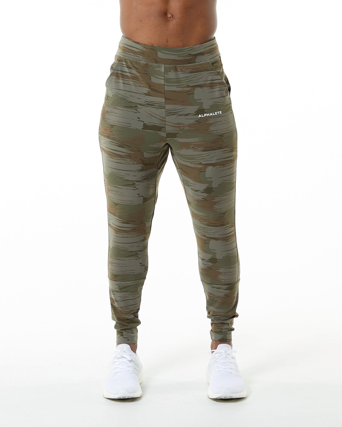 Alphalete 4-Way Stretch Jogger Olivengrøn Camo | KAYPX0657