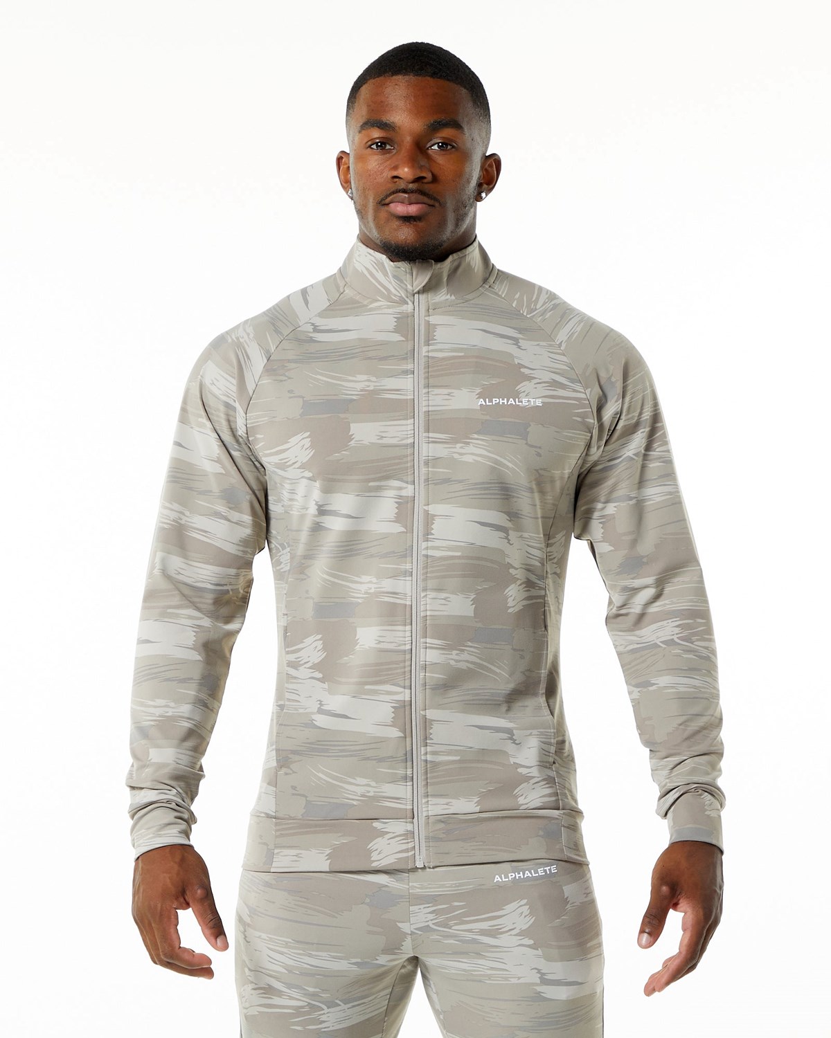 Alphalete 4-Way Stretch Track Jacket Camo | ZEKJA8524