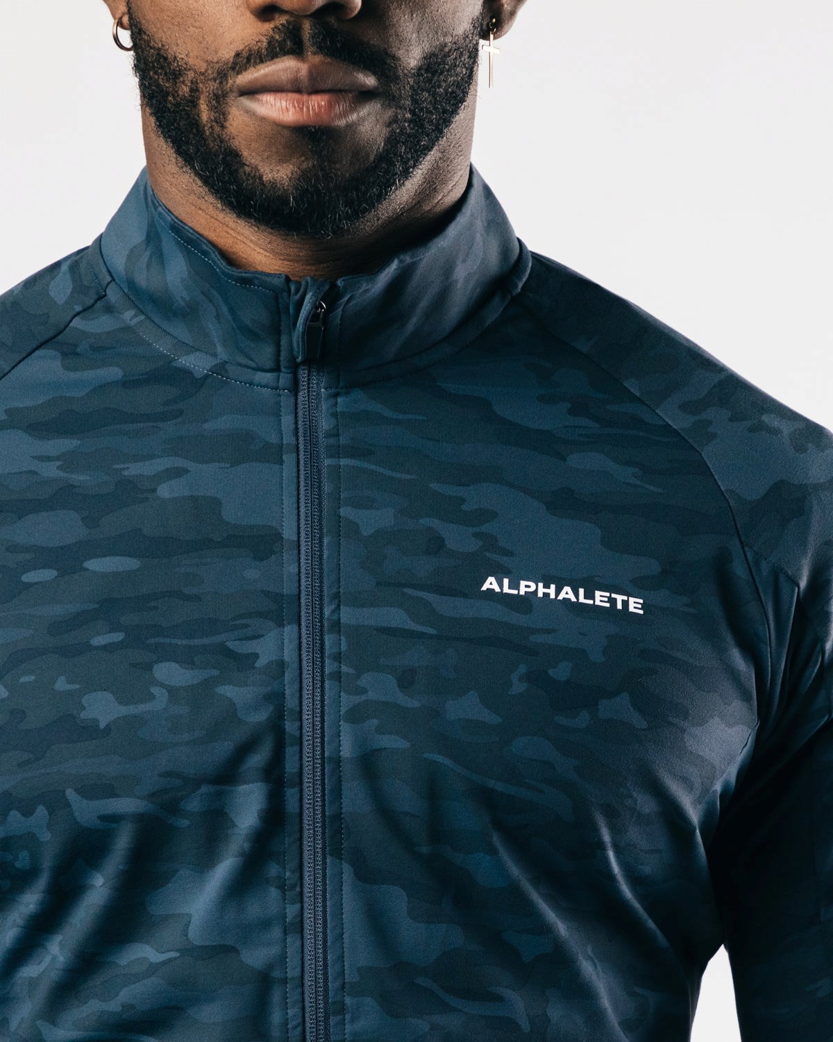 Alphalete 4-Way Stretch Track Jacket Mørkemørkeblå Camo | WJSGQ1043