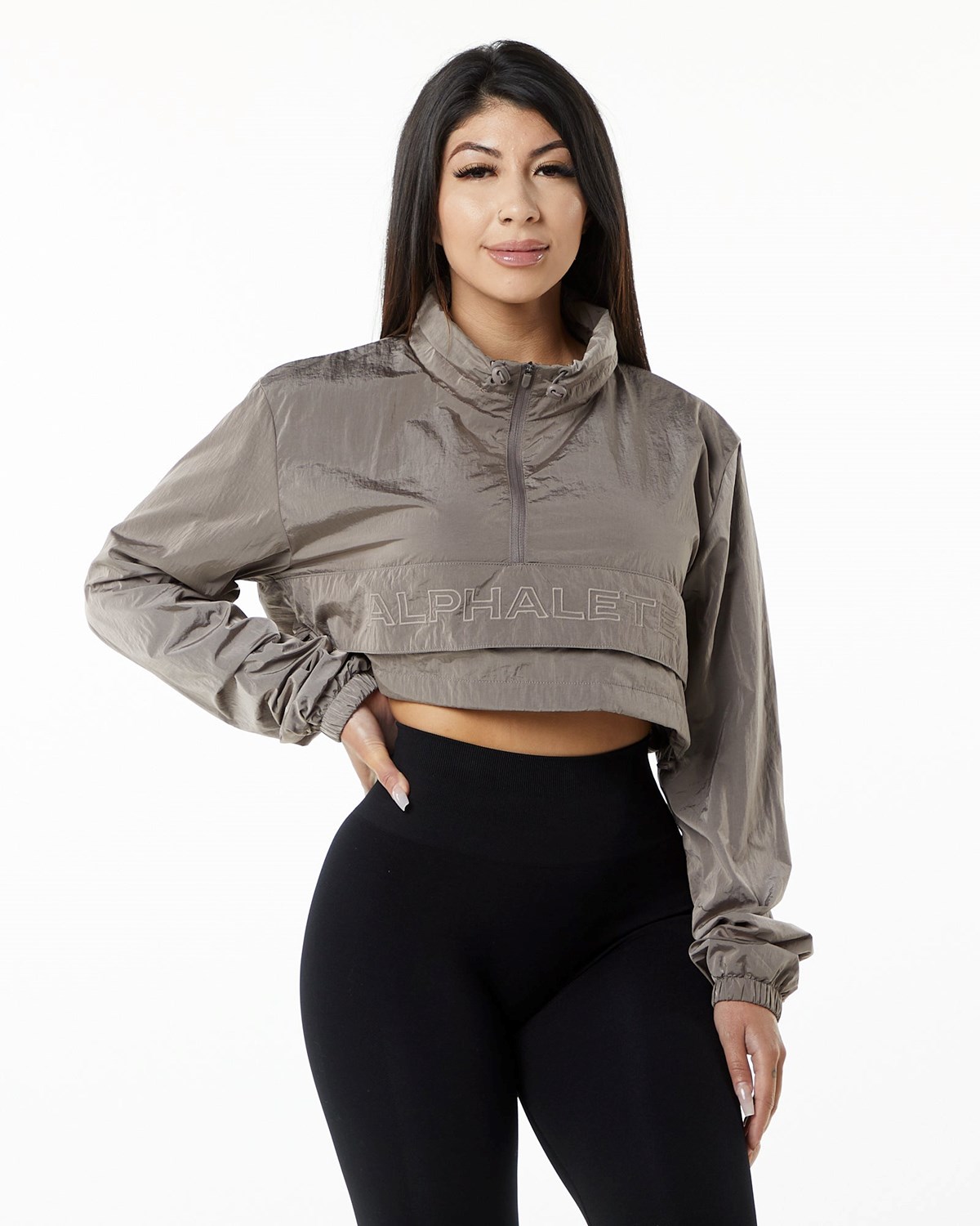 Alphalete All-Purpose Crop Jacket Brune | ORBMV8947