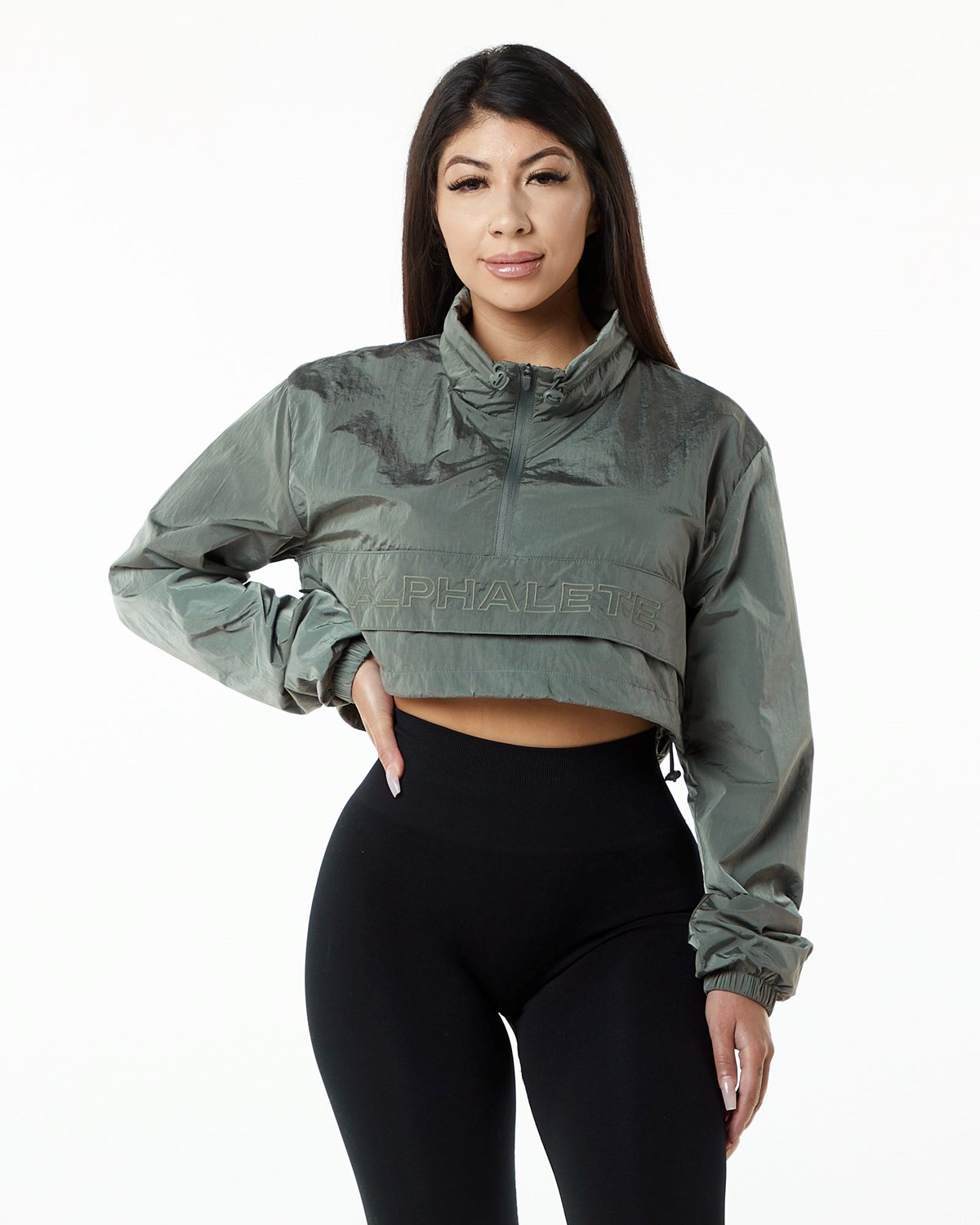 Alphalete All-Purpose Crop Jacket Charcoal | BXZTR1637