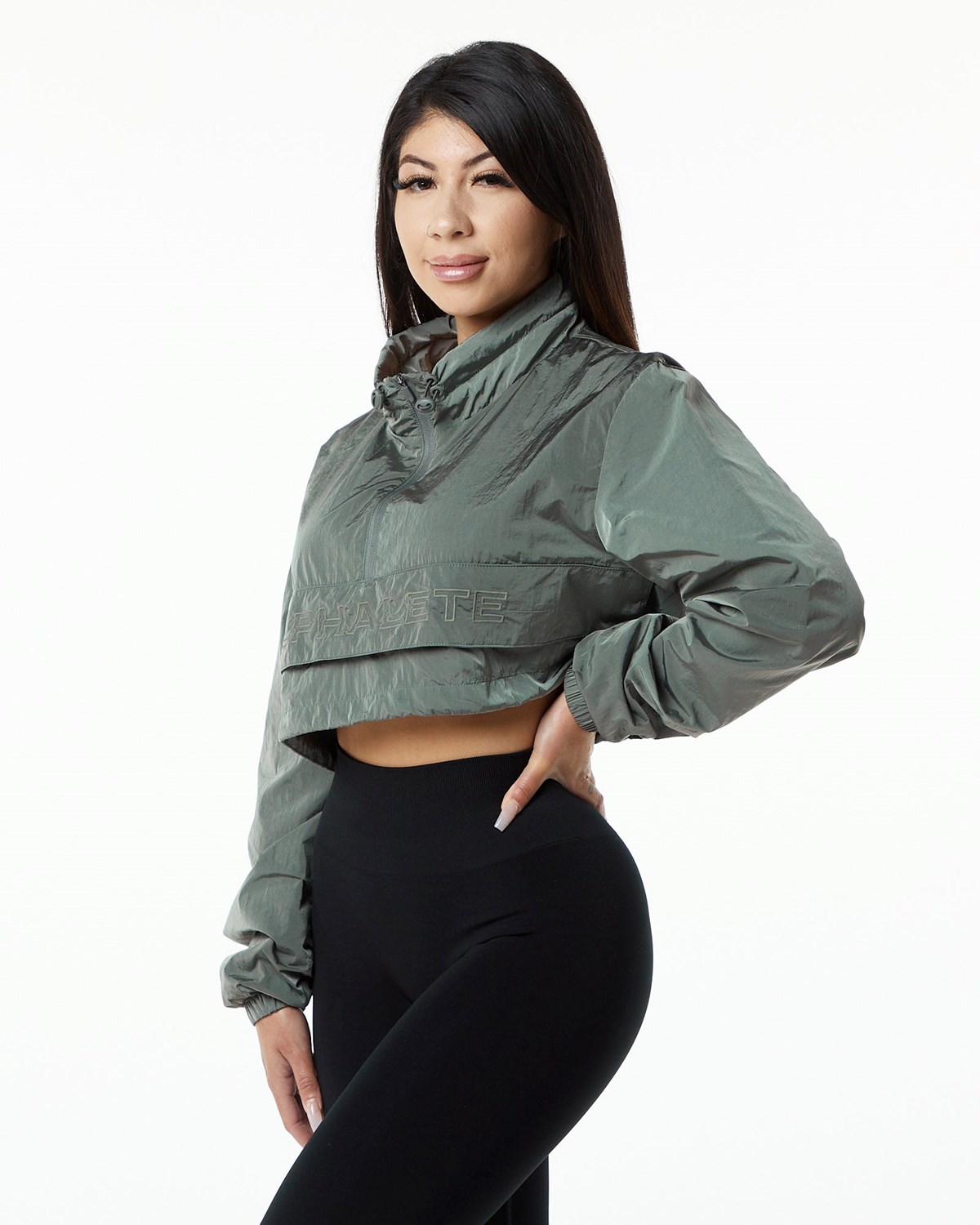 Alphalete All-Purpose Crop Jacket Charcoal | BXZTR1637