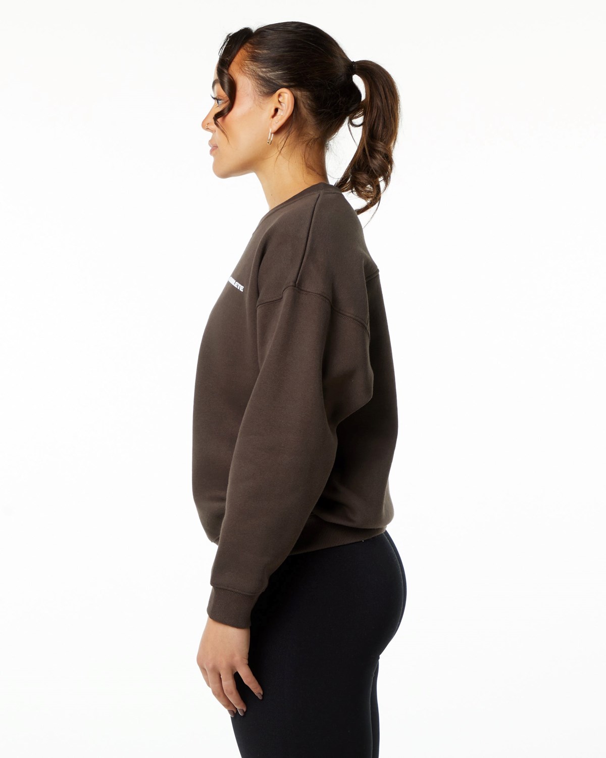 Alphalete Brushed Fleece Crewneck Sweater Brune | SMULP2819