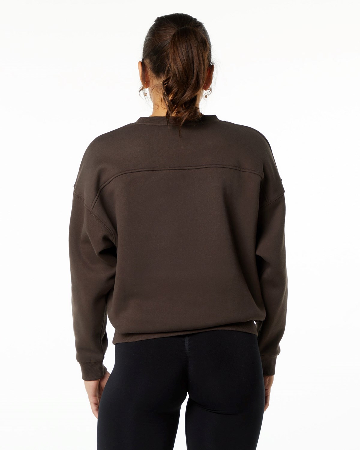 Alphalete Brushed Fleece Crewneck Sweater Brune | SMULP2819