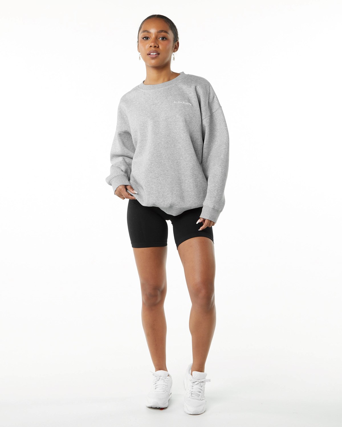 Alphalete Brushed Fleece Crewneck Sweater Grå | UHFKI5216