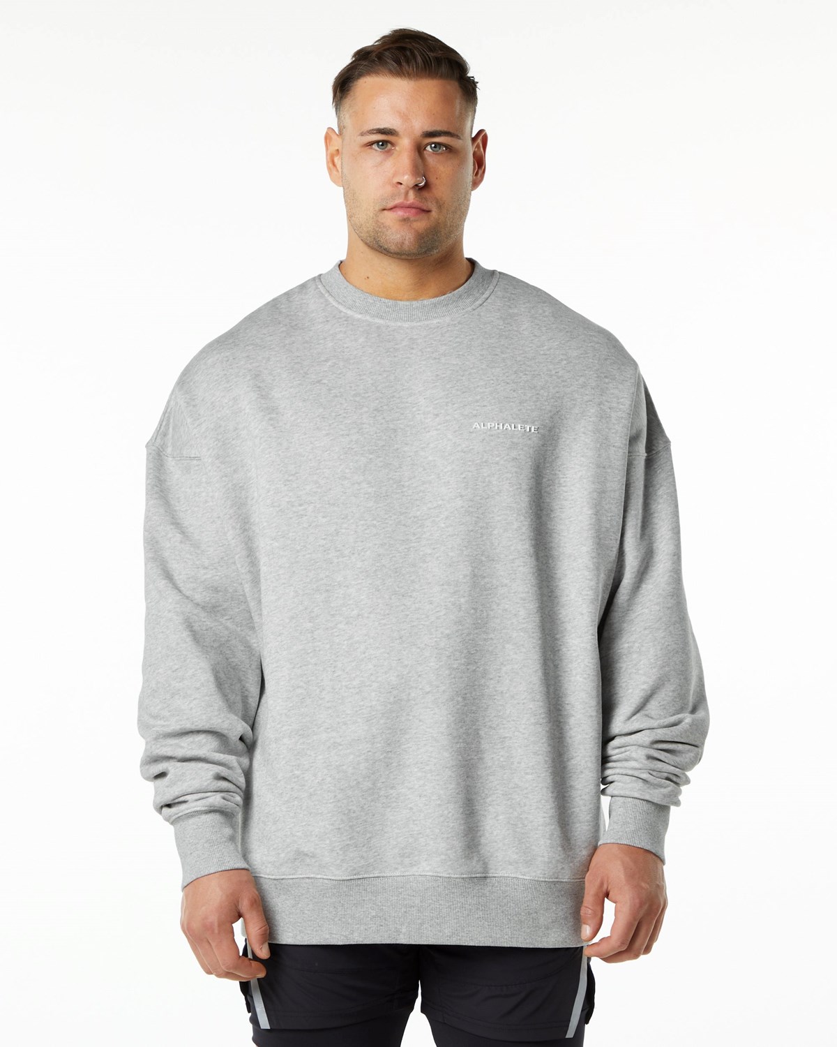 Alphalete Brushed Fleece Crewneck Sweater Grå | ZPVAY7263