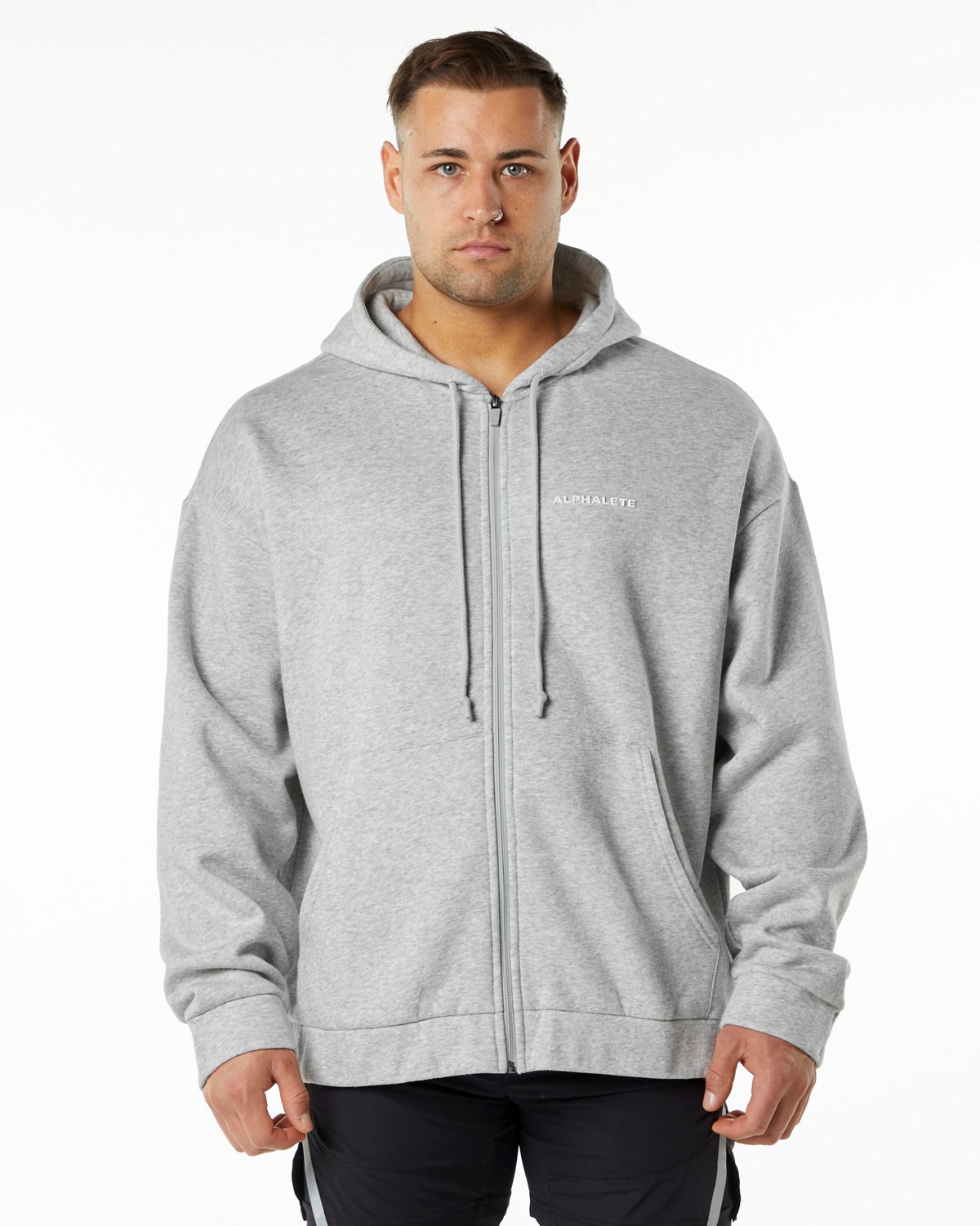 Alphalete Brushed Fleece Full-Zip Hoodie Grå | VZPTD5624