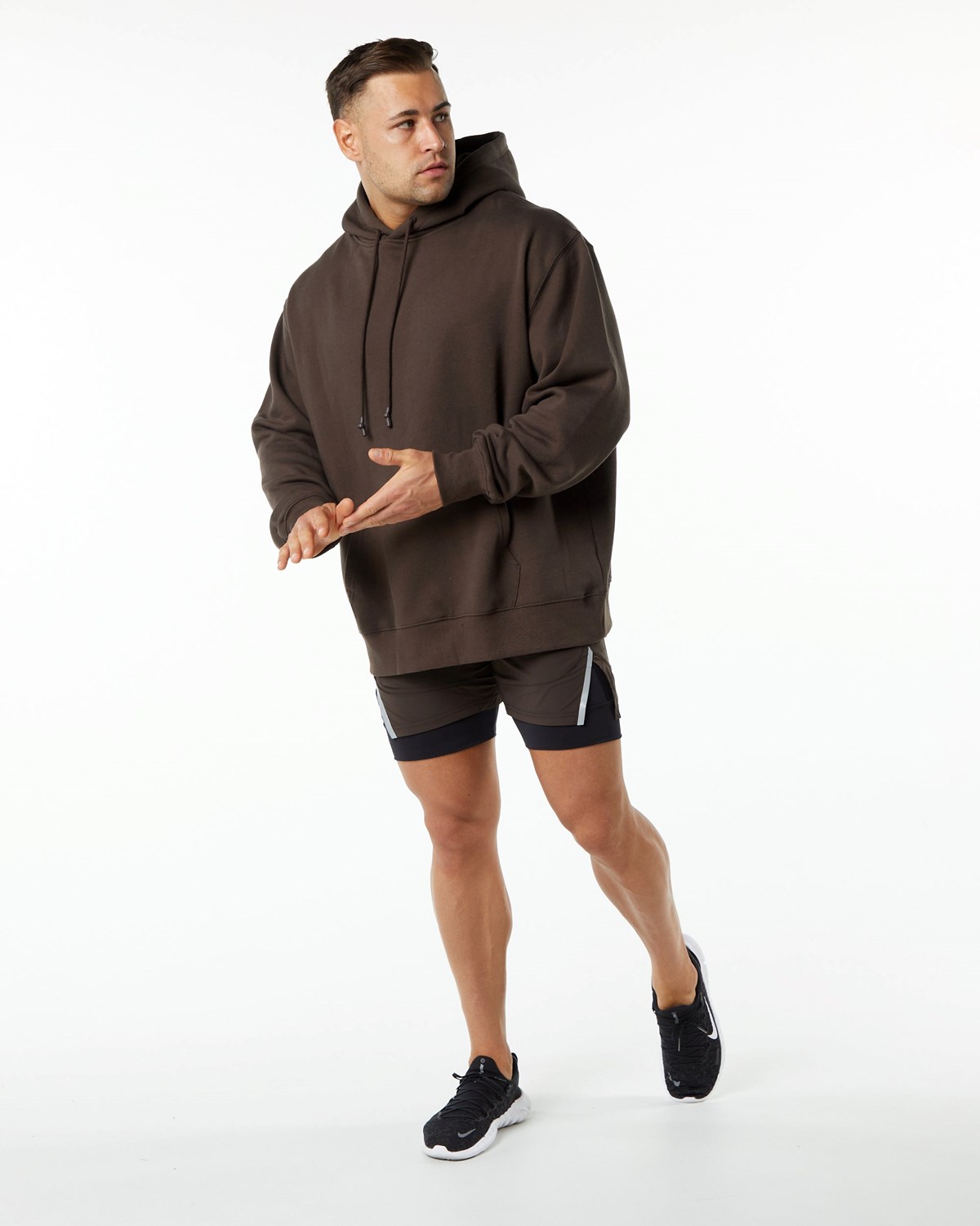 Alphalete Brushed Fleece Grafisk Hoodie Brune | DLNMA8135