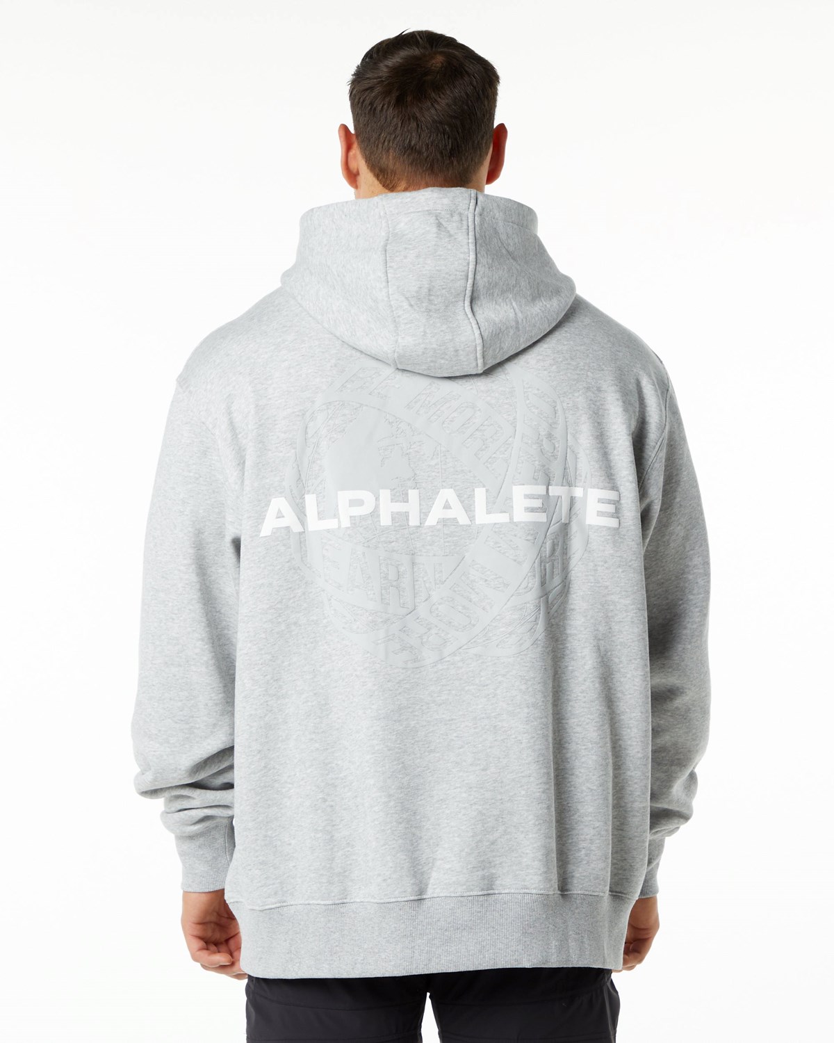 Alphalete Brushed Fleece Grafisk Hoodie Grå | MJNQF1984