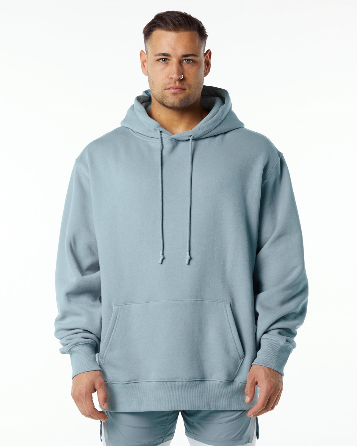 Alphalete Brushed Fleece Grafisk Hoodie Blå | RFEXP5920