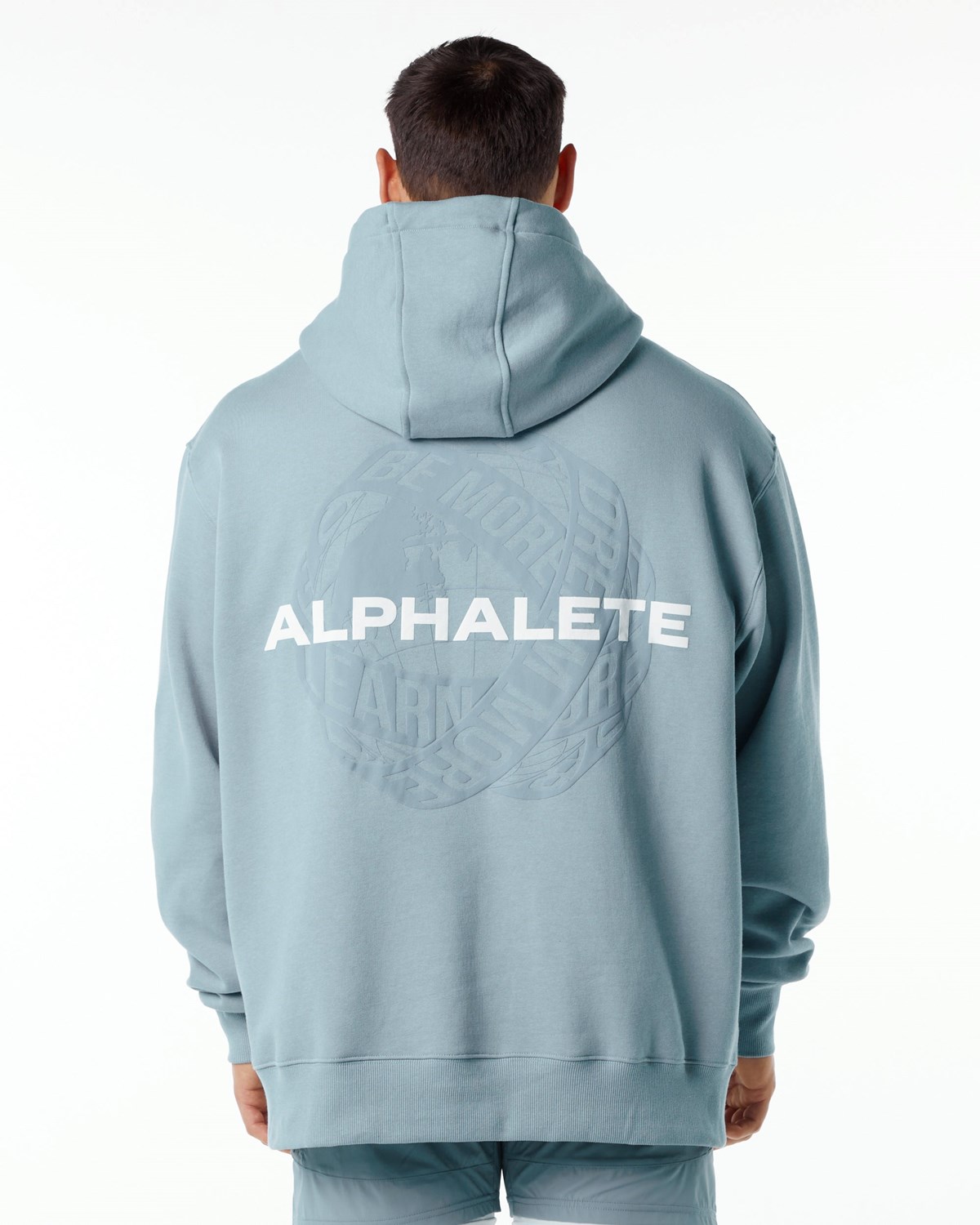 Alphalete Brushed Fleece Grafisk Hoodie Blå | RFEXP5920