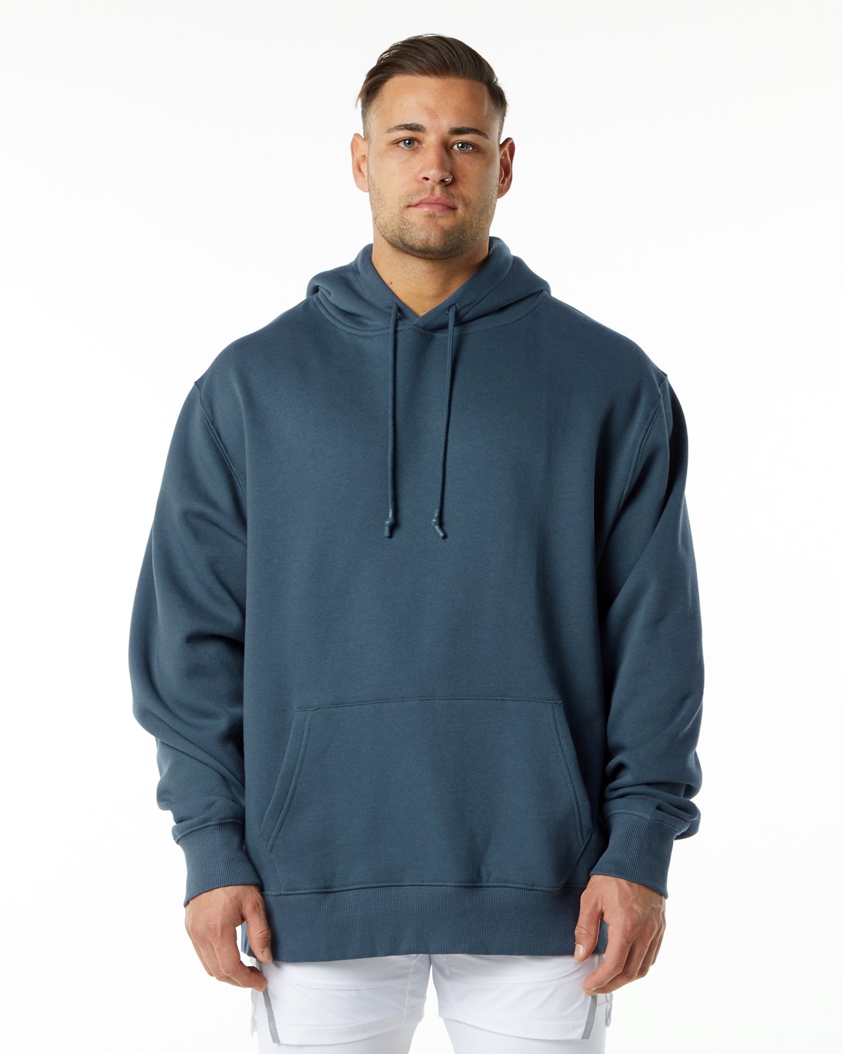 Alphalete Brushed Fleece Grafisk Hoodie Blå | WGJEX2819