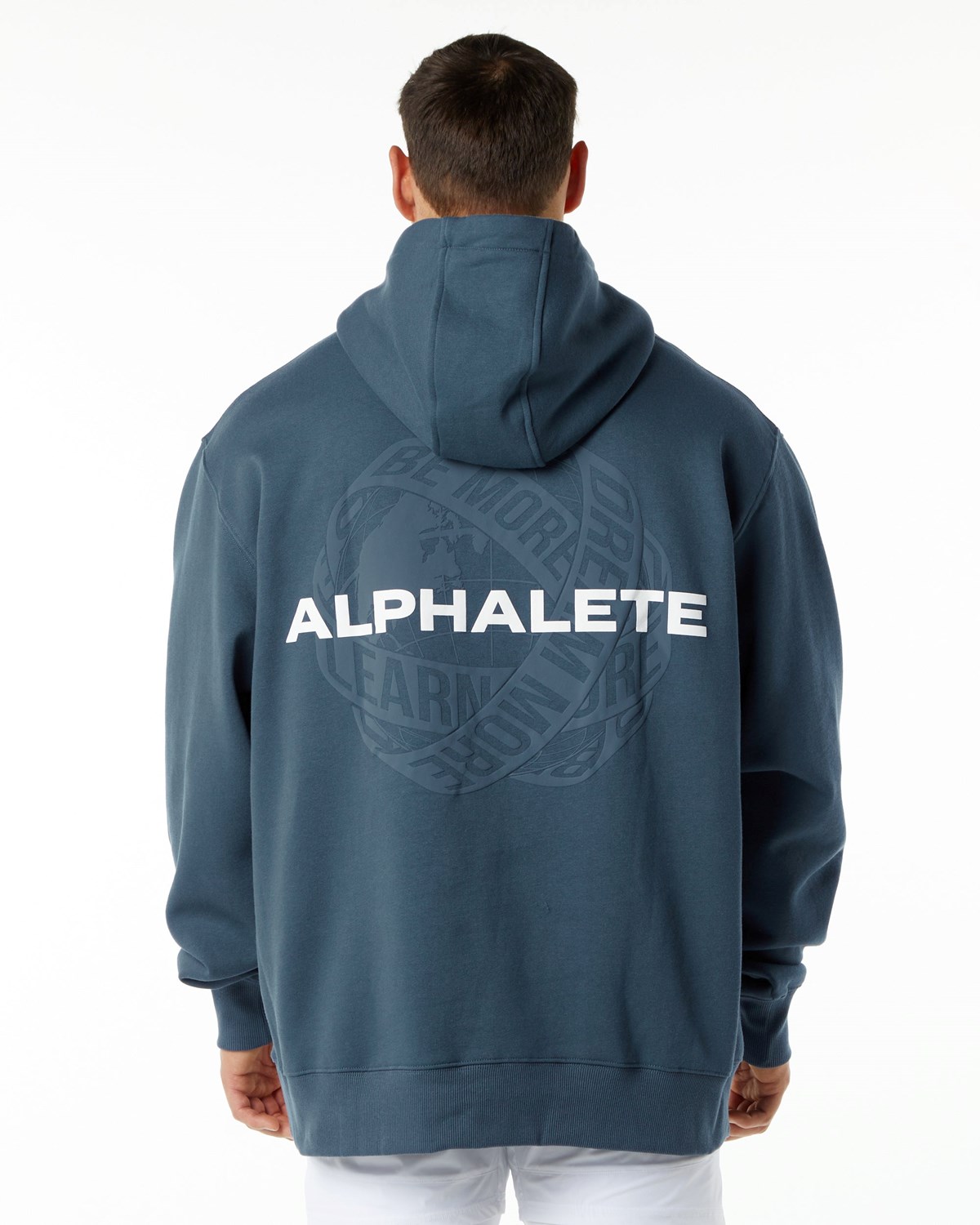 Alphalete Brushed Fleece Grafisk Hoodie Blå | WGJEX2819