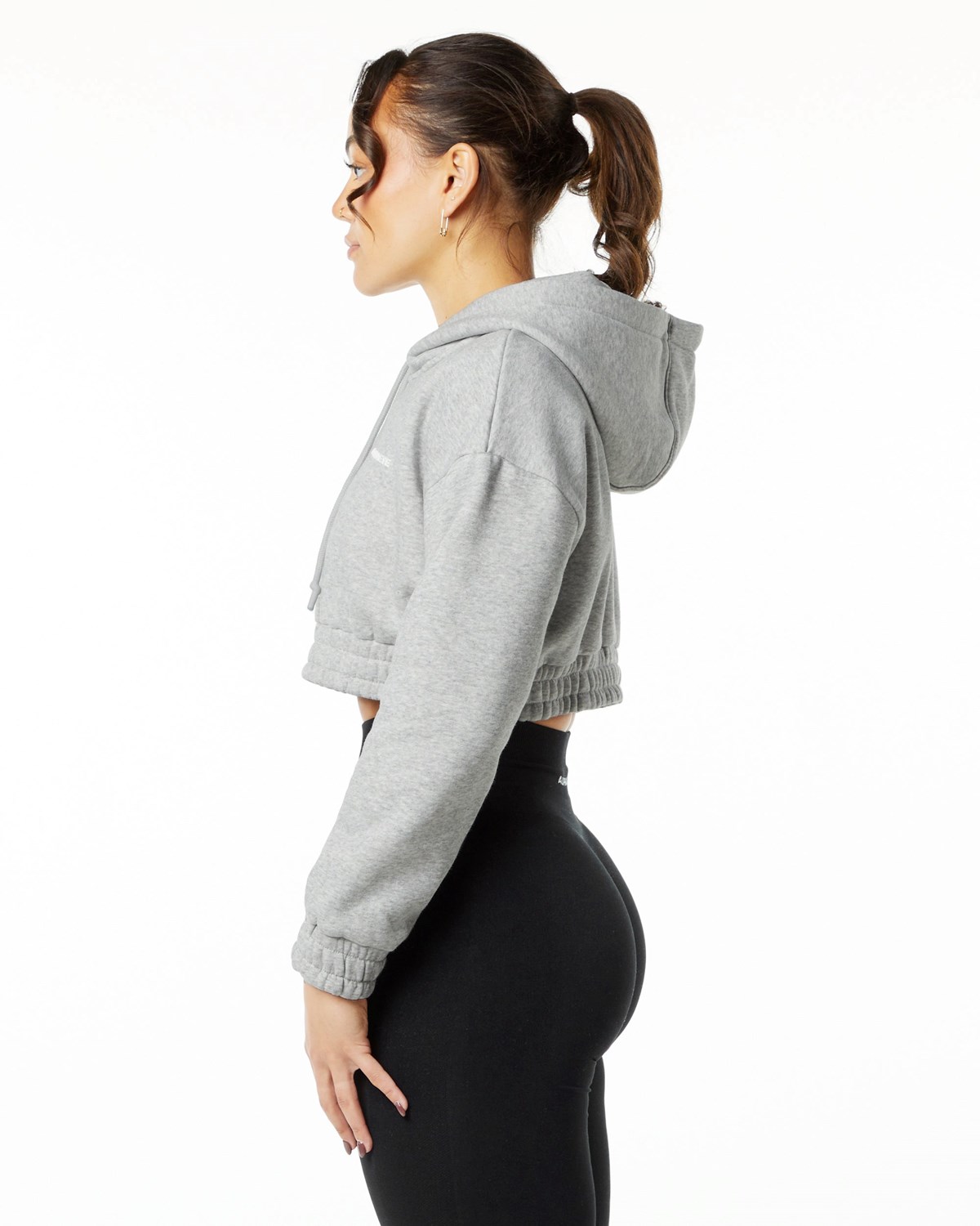 Alphalete Brushed Fleece Half-Zip Crop Hoodie Grå | BPGAN2351