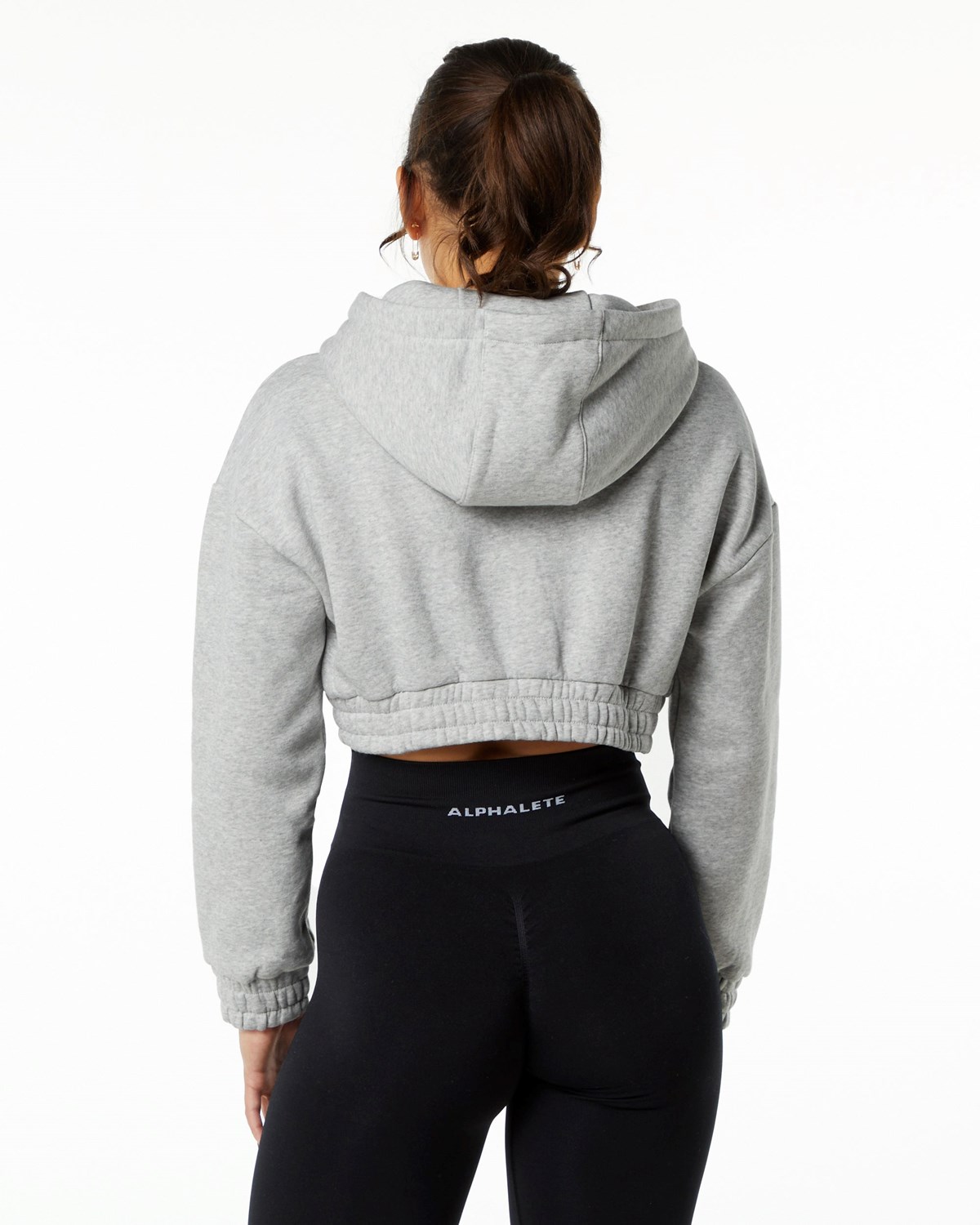 Alphalete Brushed Fleece Half-Zip Crop Hoodie Grå | BPGAN2351