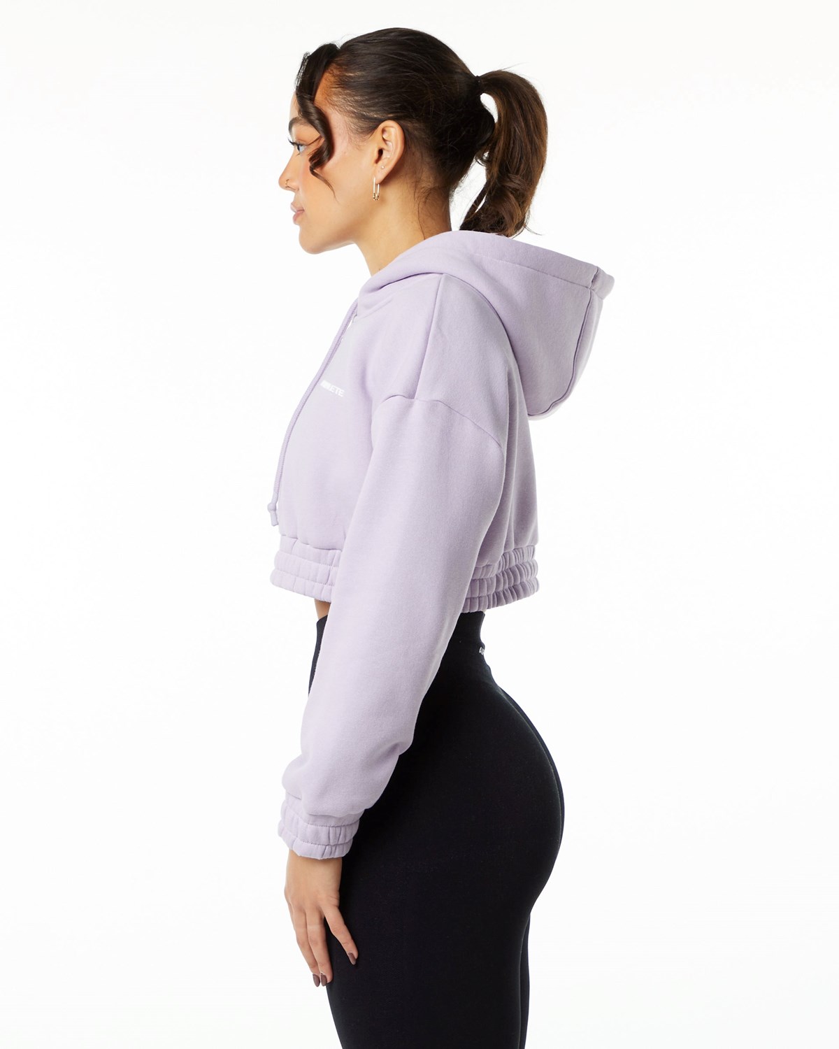 Alphalete Brushed Fleece Half-Zip Crop Hoodie Misty Lilac | EFSIV9205