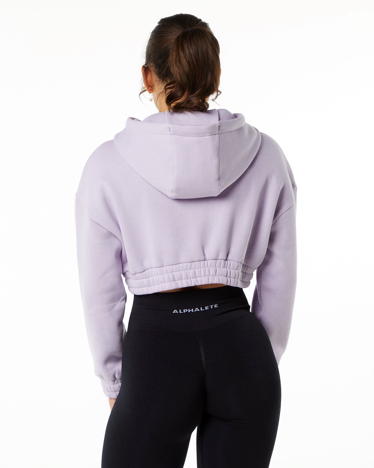 Alphalete Brushed Fleece Half-Zip Crop Hoodie Misty Lilac | EFSIV9205