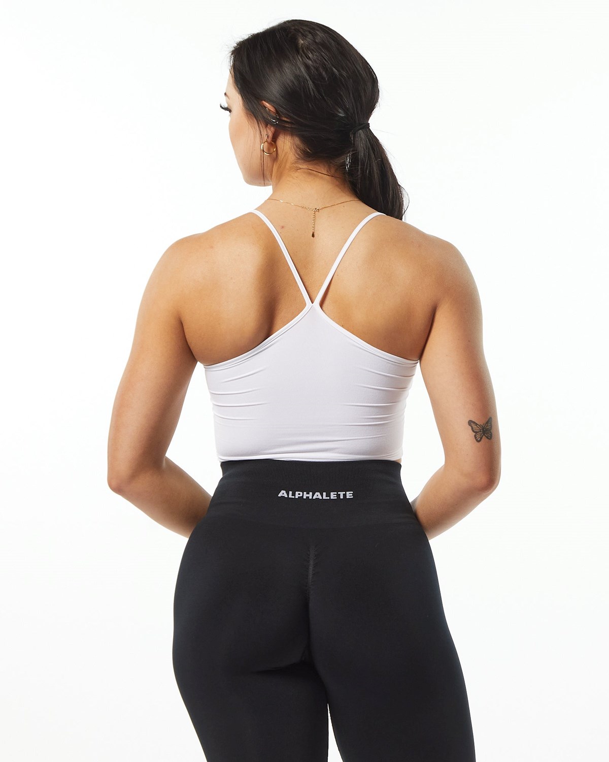 Alphalete Camisole Y-Back Crop Tank Hvide | JBNWE1905