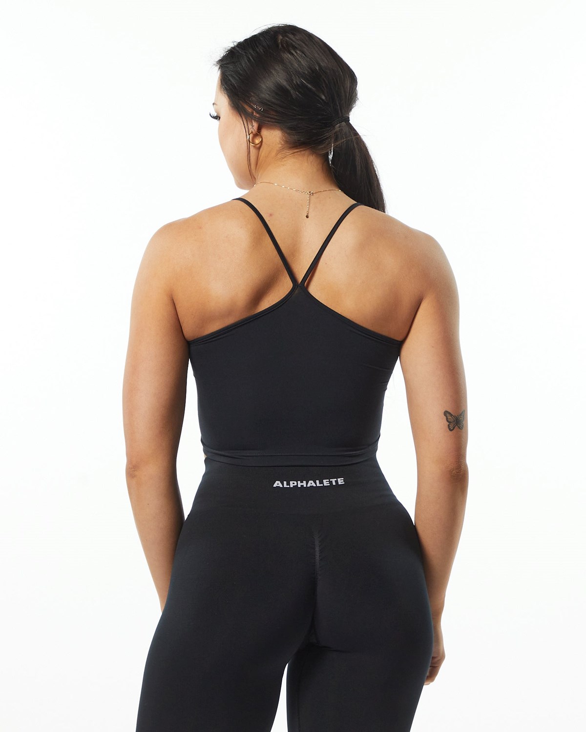 Alphalete Camisole Y-Back Crop Tank Sort | VTAYI5243