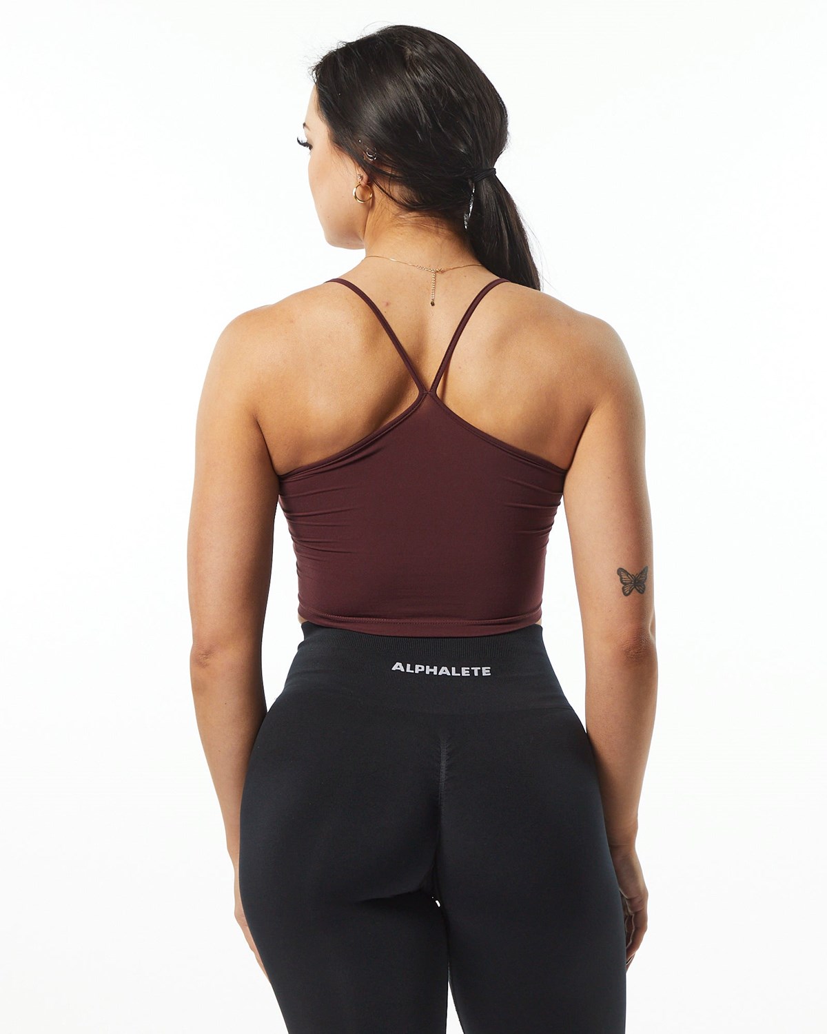 Alphalete Camisole Y-Back Crop Tank Wine | ZHXRU3871