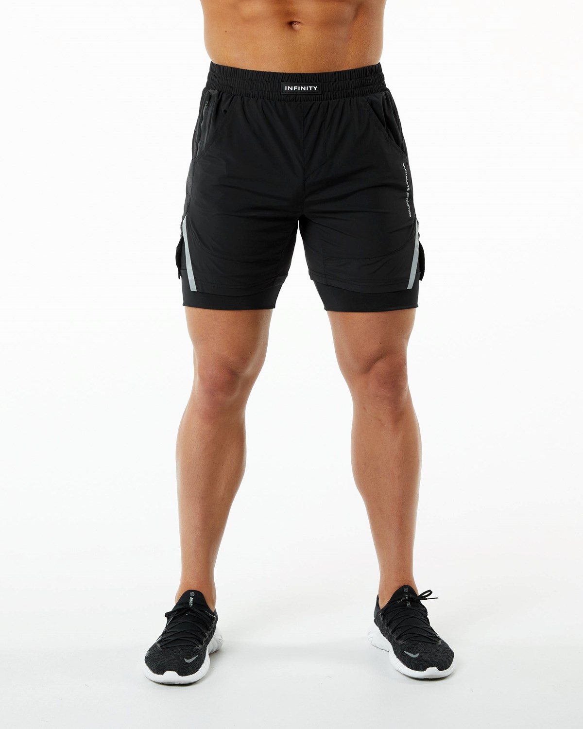 Alphalete Compression Forede Woven Trænings Kort Sort | UOHBS8419