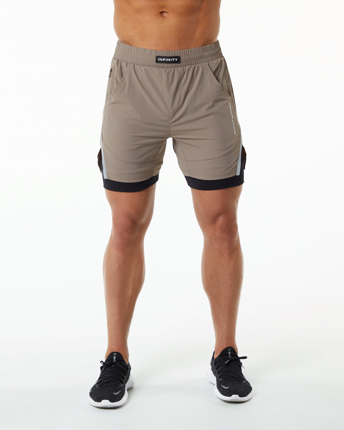 Alphalete Compression Forede Woven Trænings Kort Mocha | XGLDN6739