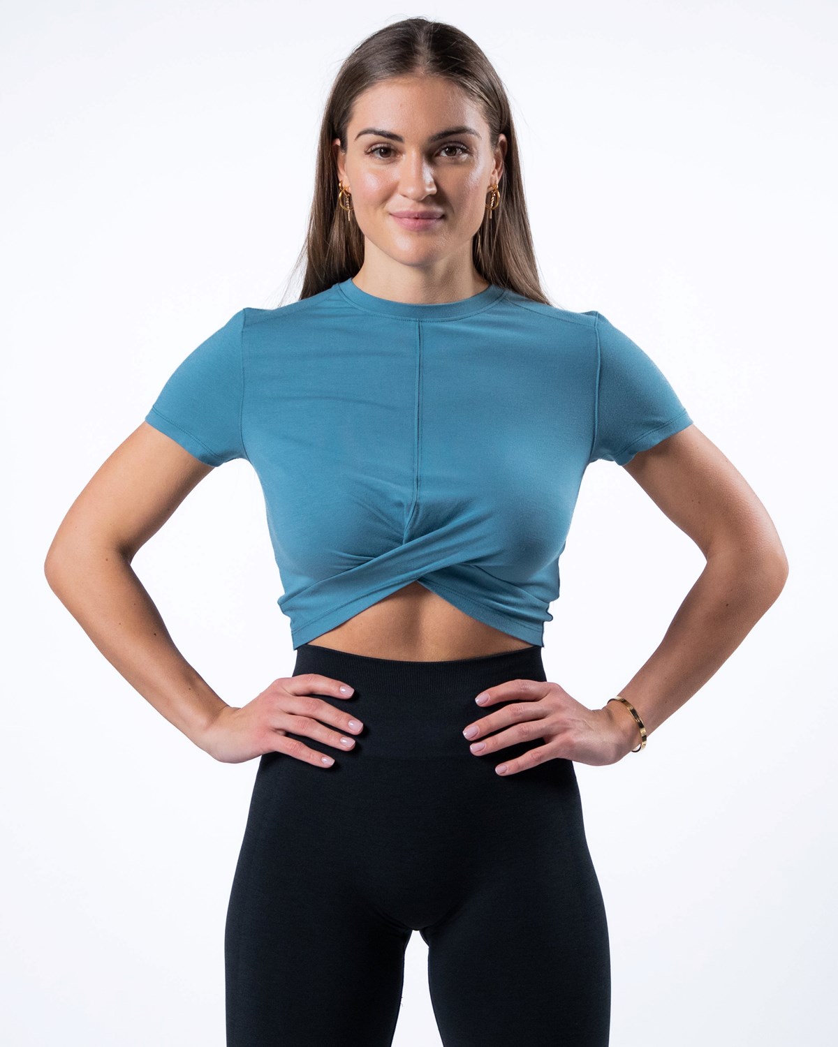 Alphalete Cropped Premium Kort Sleeve Blå | JBTQK1456