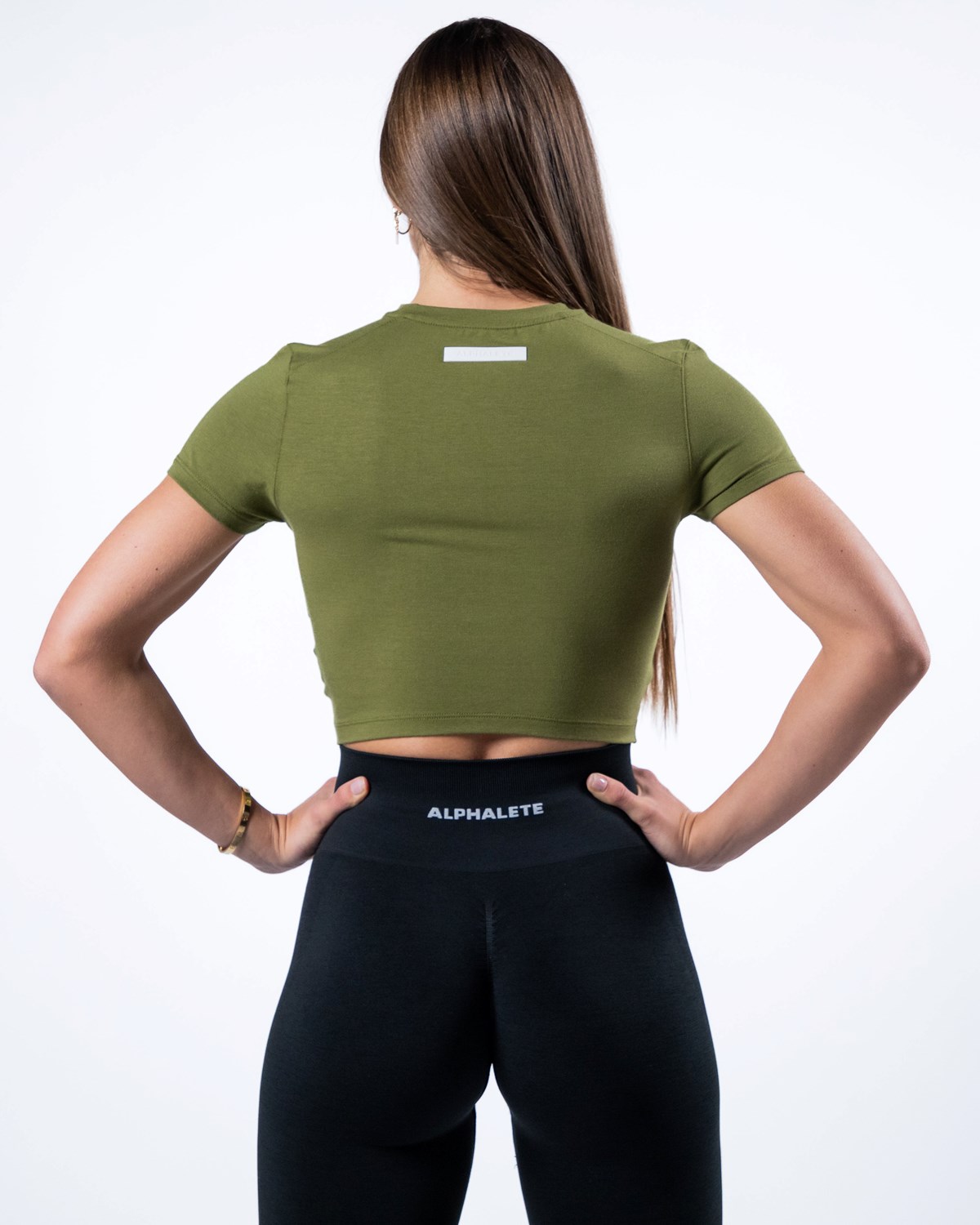 Alphalete Cropped Premium Kort Sleeve Grøn | FYDGA9728