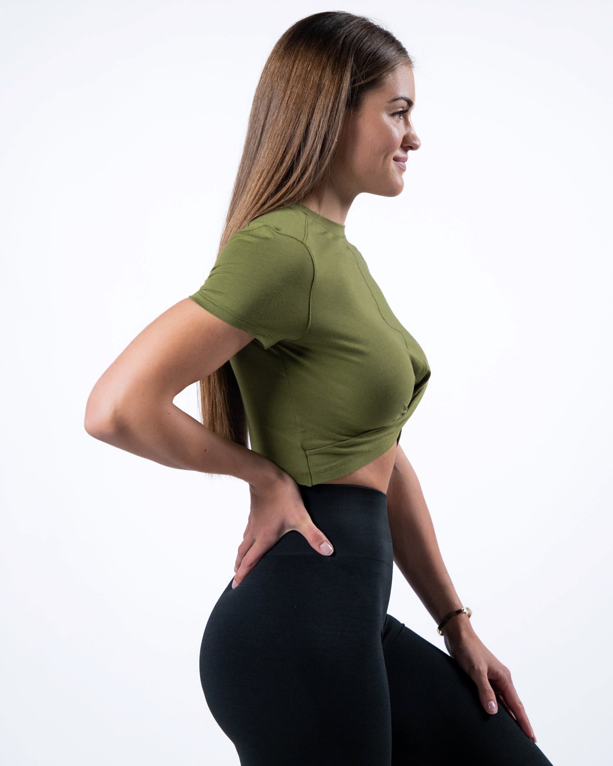 Alphalete Cropped Premium Kort Sleeve Grøn | FYDGA9728