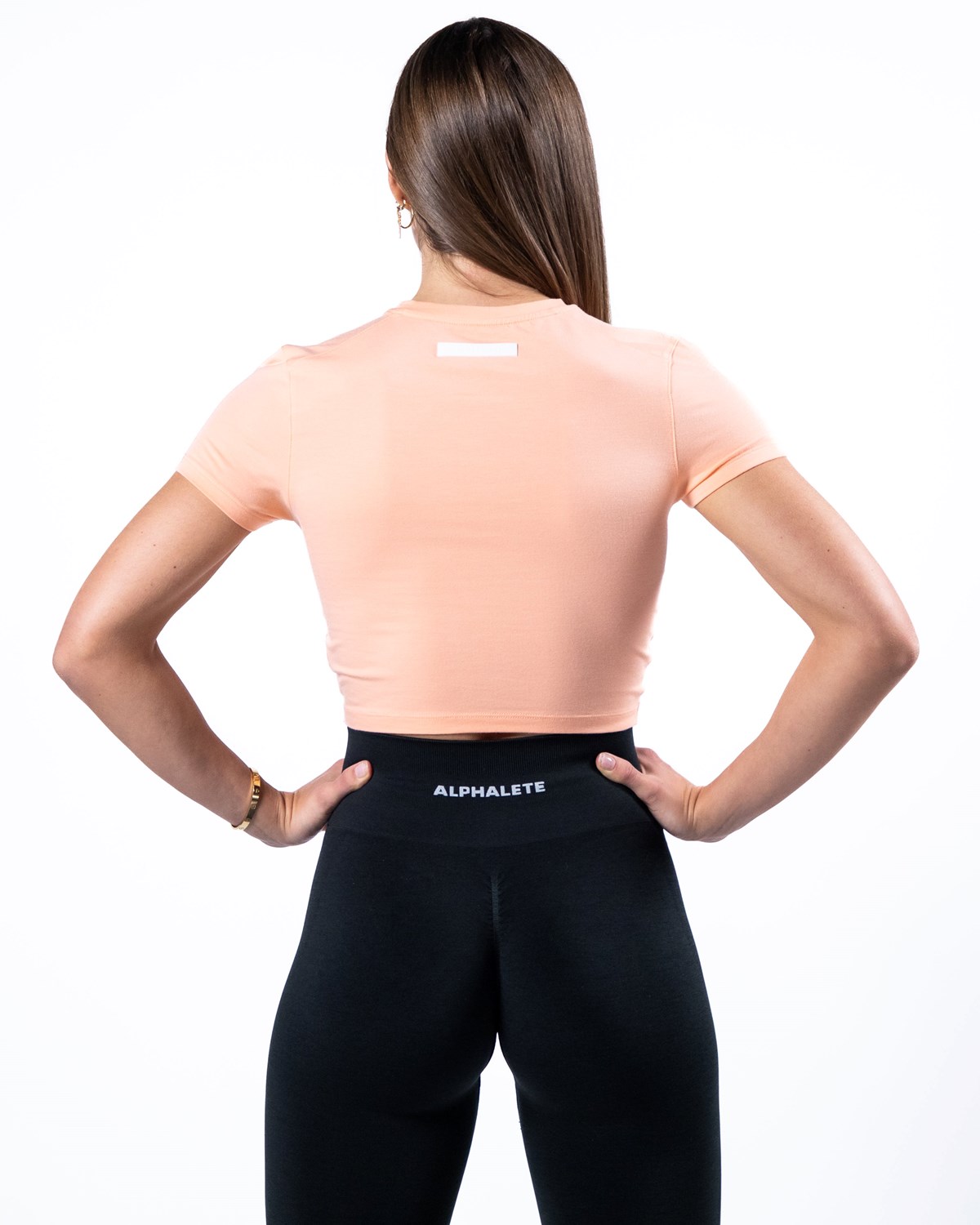 Alphalete Cropped Premium Kort Sleeve Koral | JRVTW4827