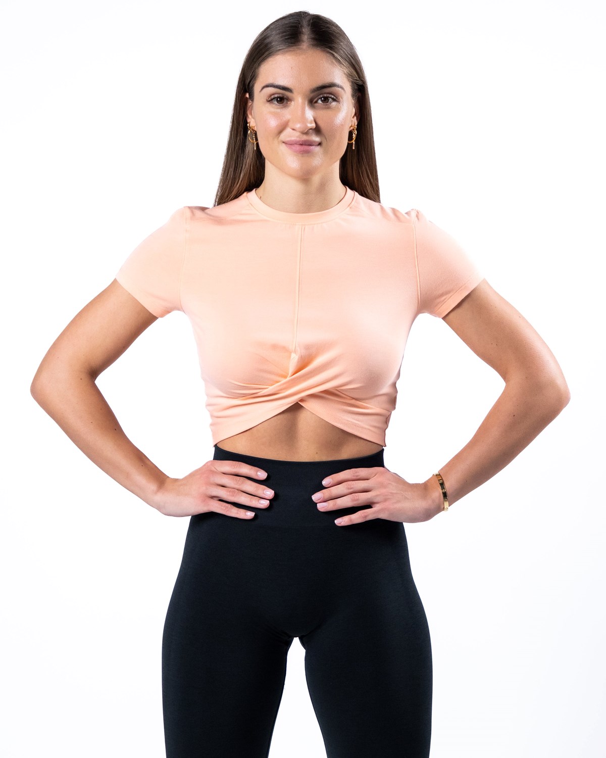 Alphalete Cropped Premium Kort Sleeve Koral | JRVTW4827