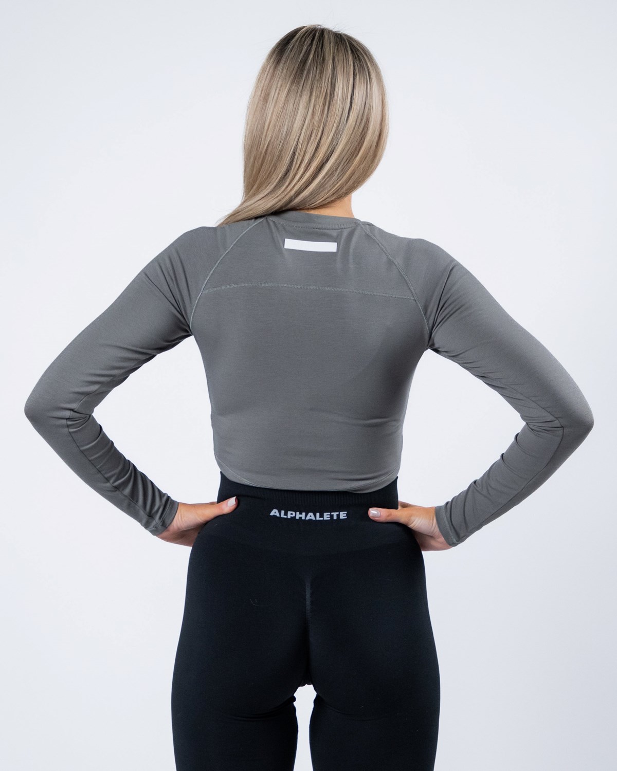 Alphalete Cropped Premium Long Sleeve Grå | ICYUA4361