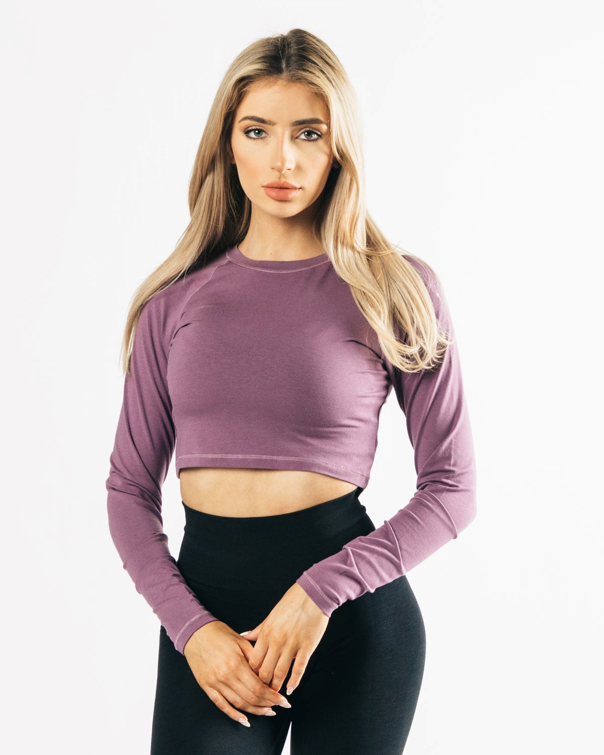 Alphalete Cropped Premium Long Sleeve Sort | QXVOP5879