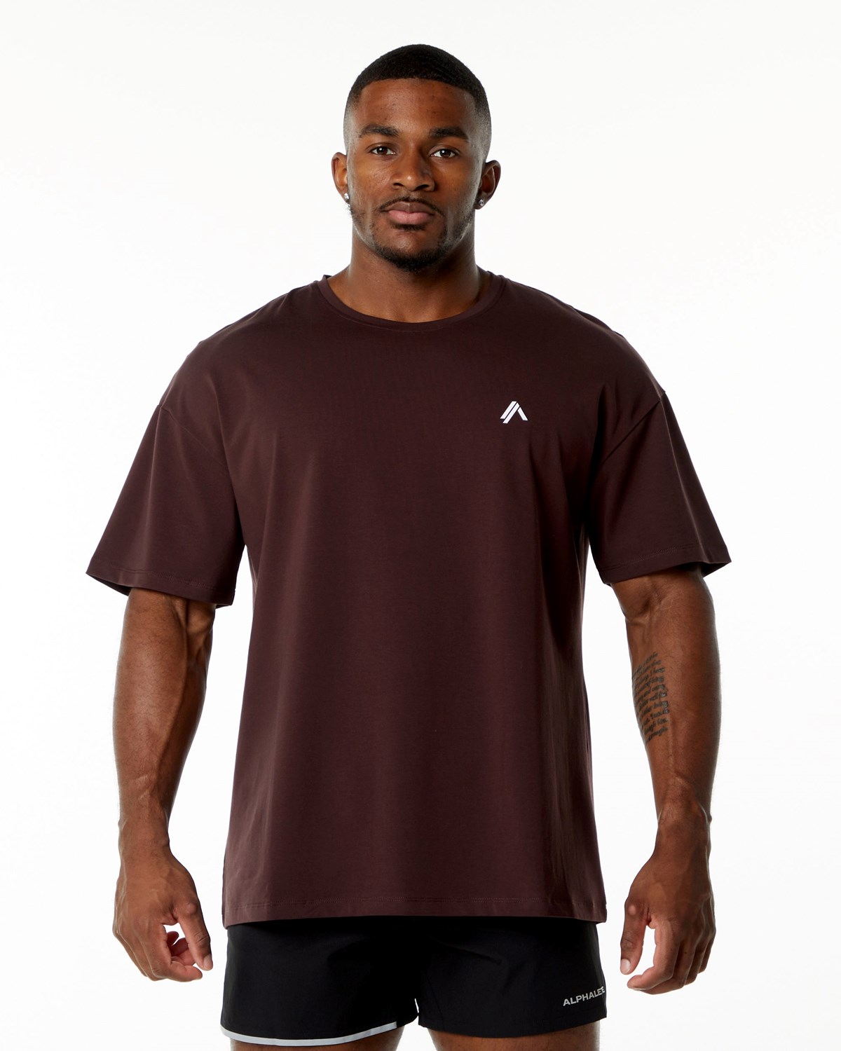 Alphalete Drop Shoulder Tee Bordeaux | AJOTN3204