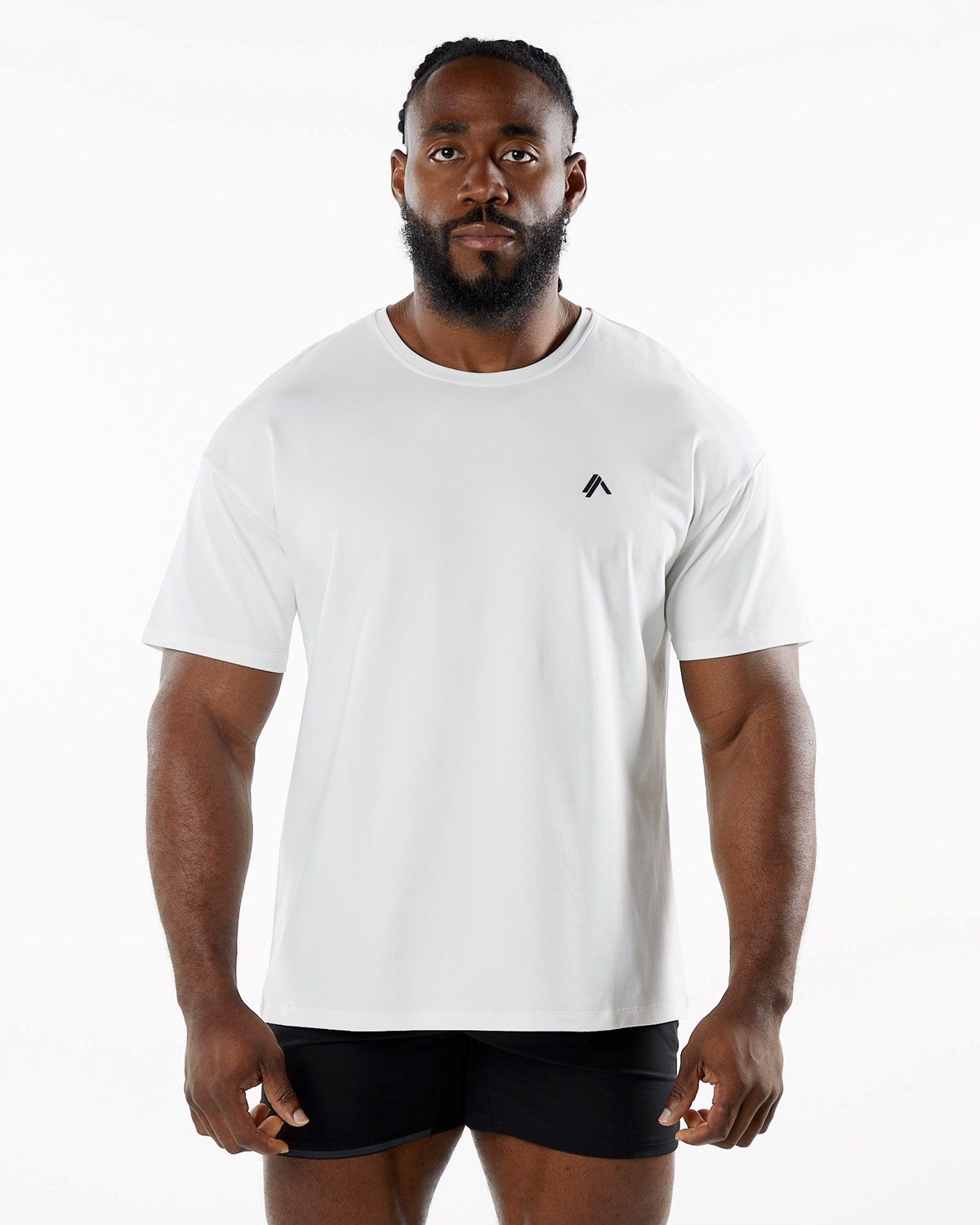 Alphalete Drop Shoulder Tee Hvide | MBJQN7125