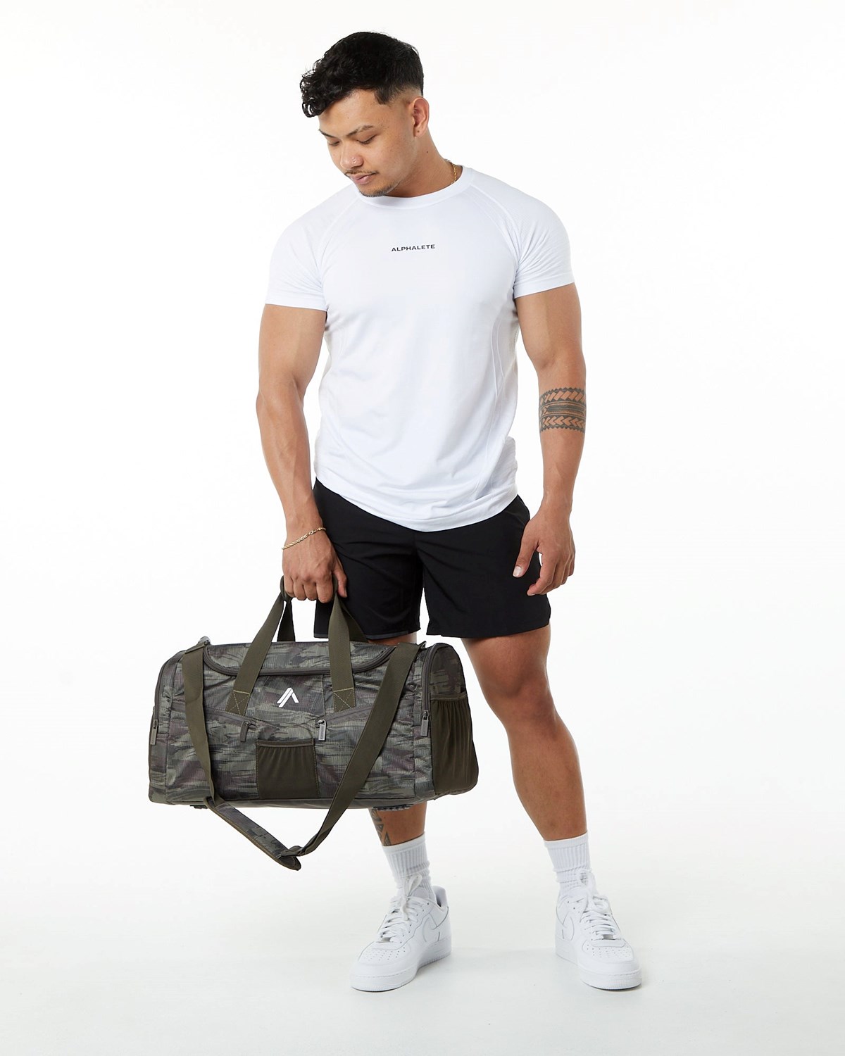 Alphalete Duffel Bag Olivengrøn Camo | RGJCU2714