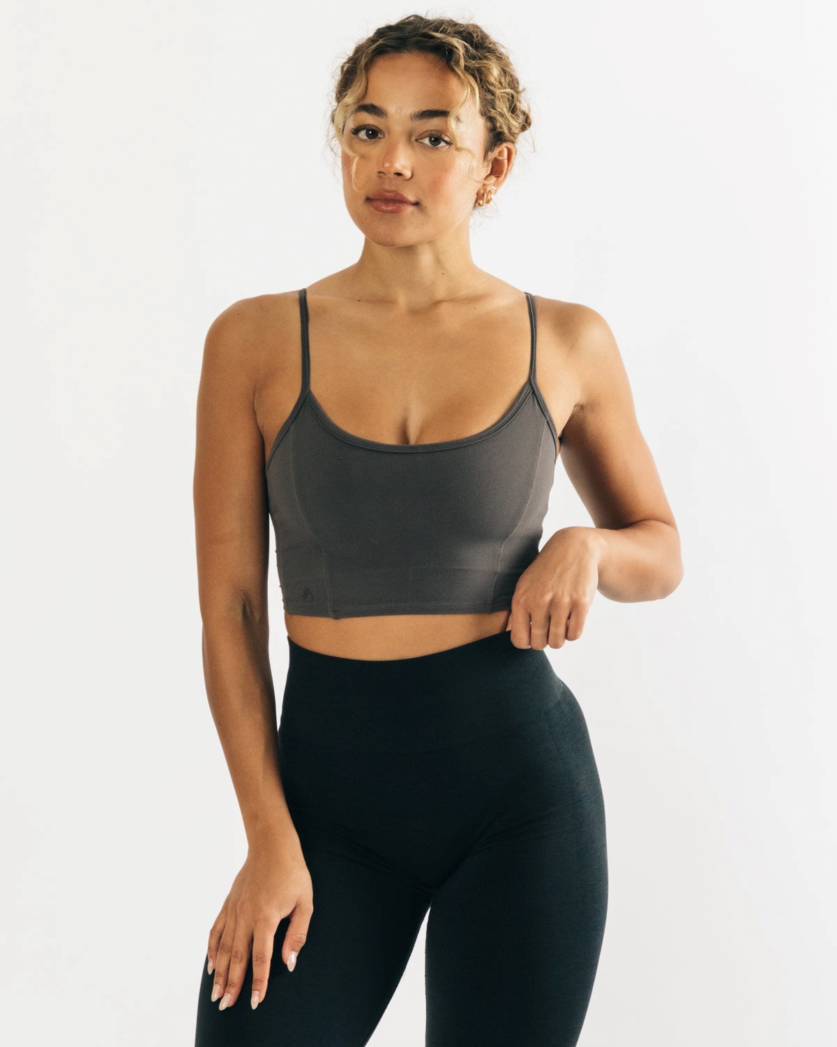 Alphalete Fitted Cropped Tank Grå | XTCMW7384