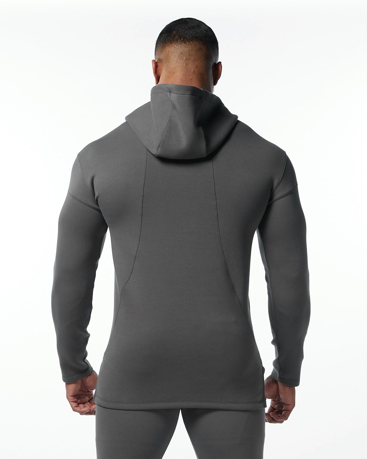 Alphalete Fitted Interlock Knit Hoodie Charcoal | JZRVO8369