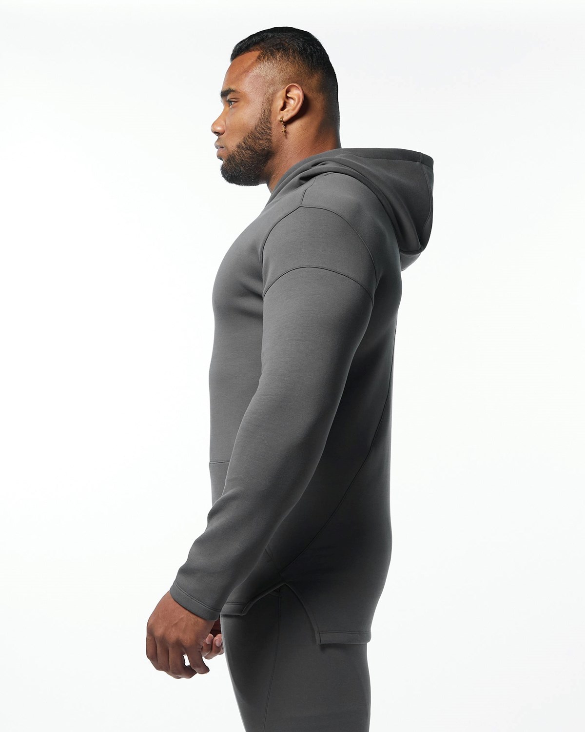 Alphalete Fitted Interlock Knit Hoodie Charcoal | JZRVO8369