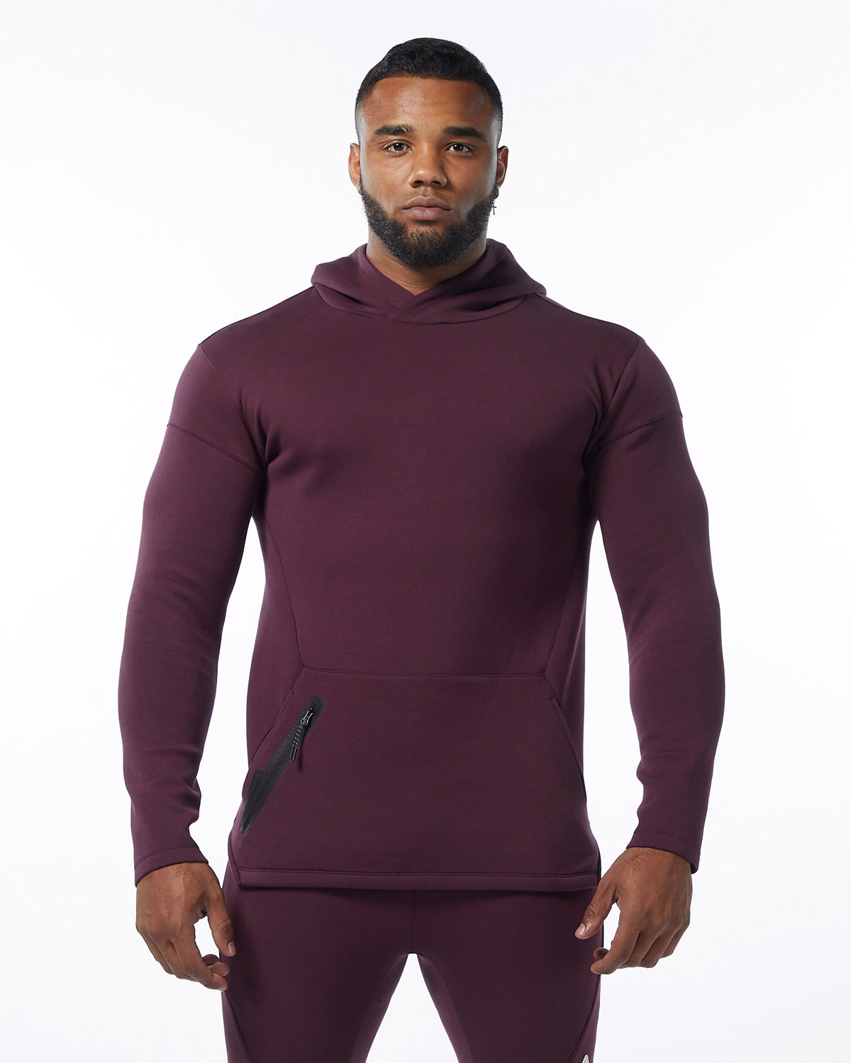 Alphalete Fitted Interlock Knit Hoodie Merlot | AKDQW1376