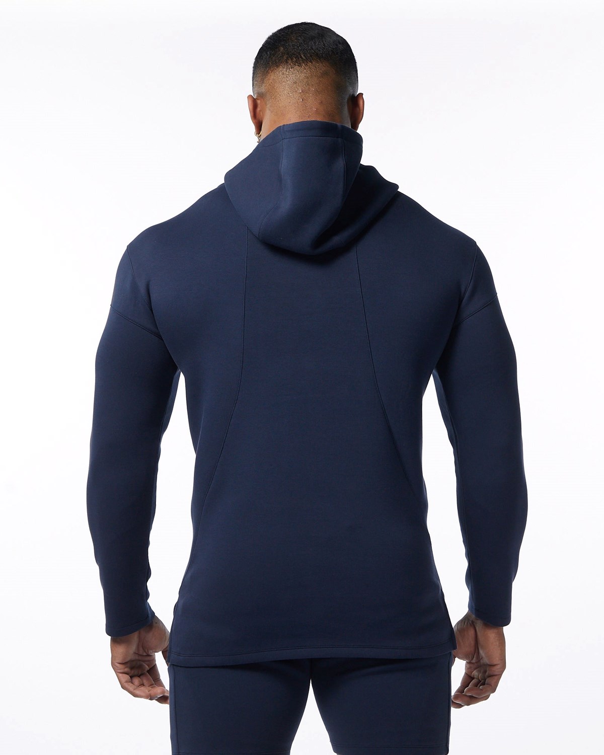 Alphalete Fitted Interlock Knit Hoodie Mørkeblå | BSWHQ0752