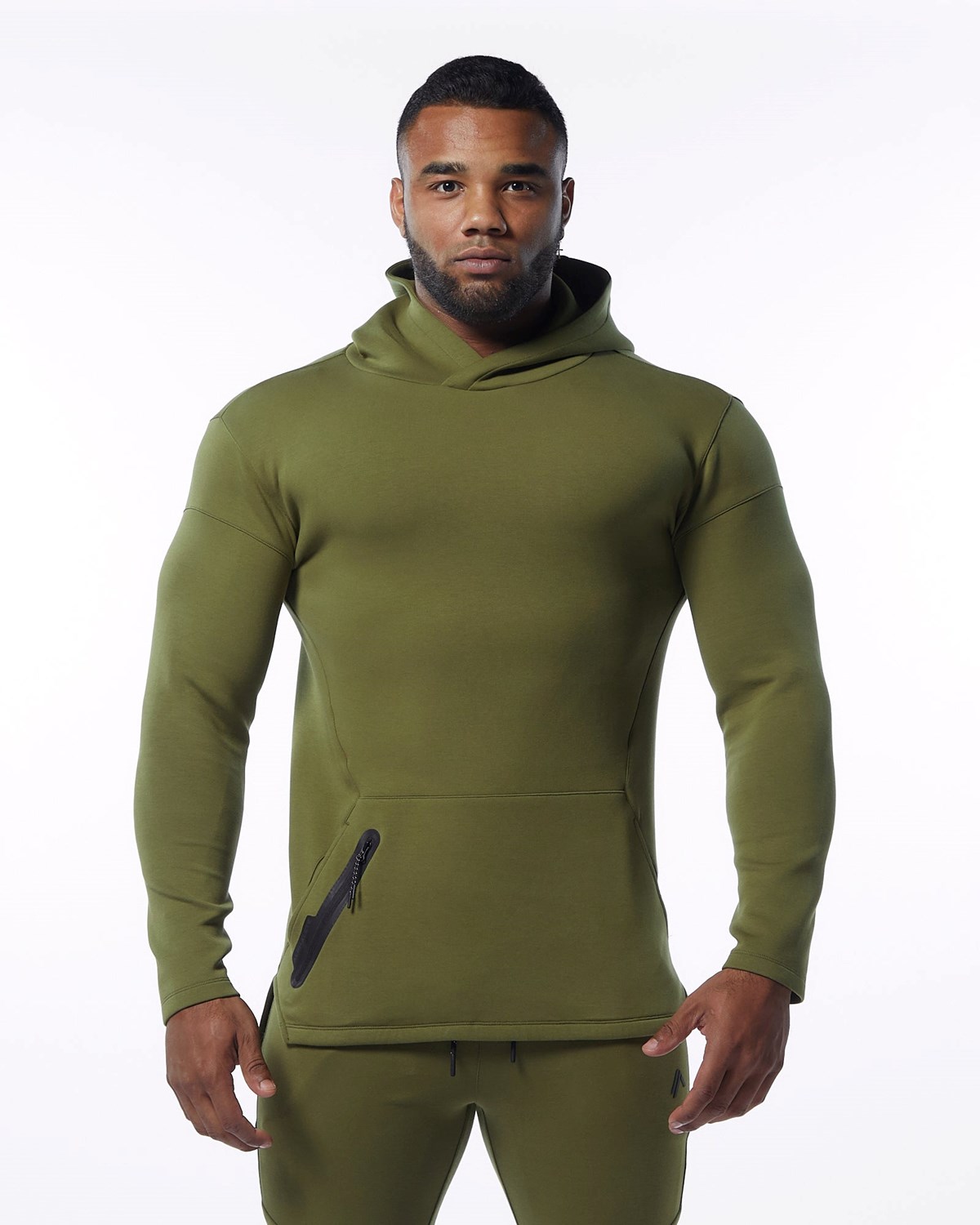 Alphalete Fitted Interlock Knit Hoodie Olivengrøn | ZXRHG3859