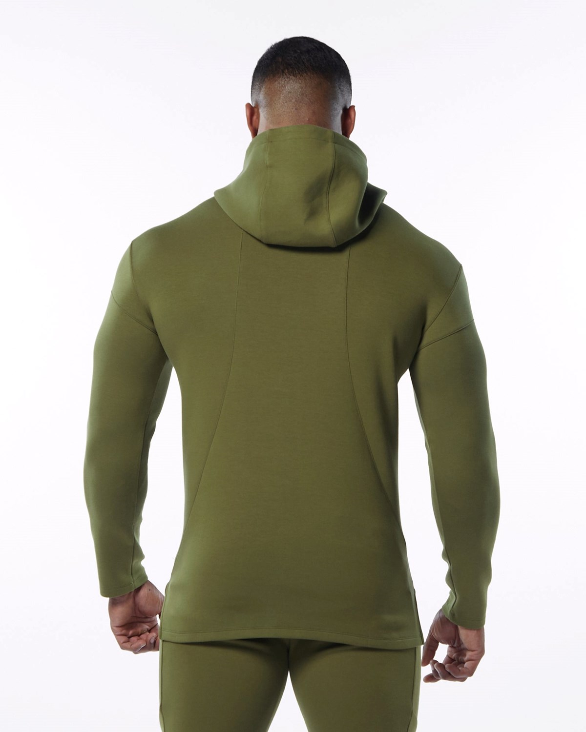 Alphalete Fitted Interlock Knit Hoodie Olivengrøn | ZXRHG3859