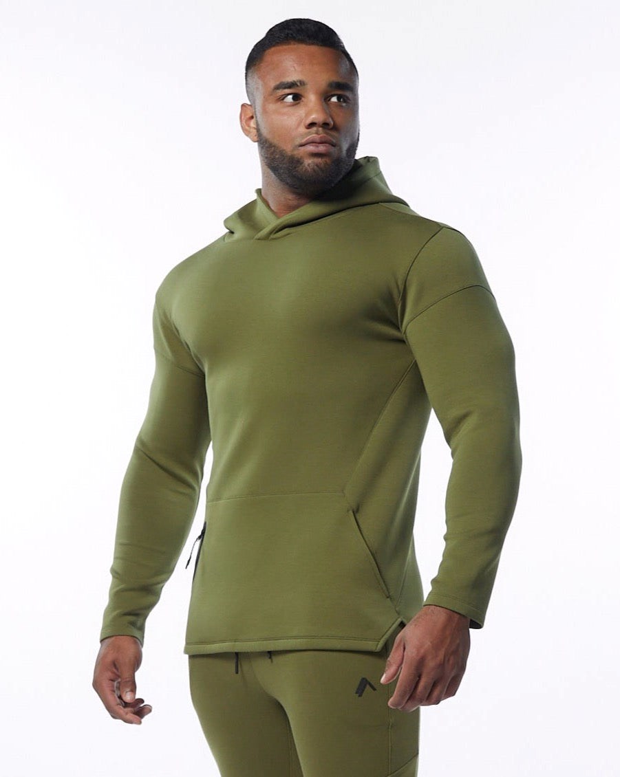 Alphalete Fitted Interlock Knit Hoodie Olivengrøn | ZXRHG3859