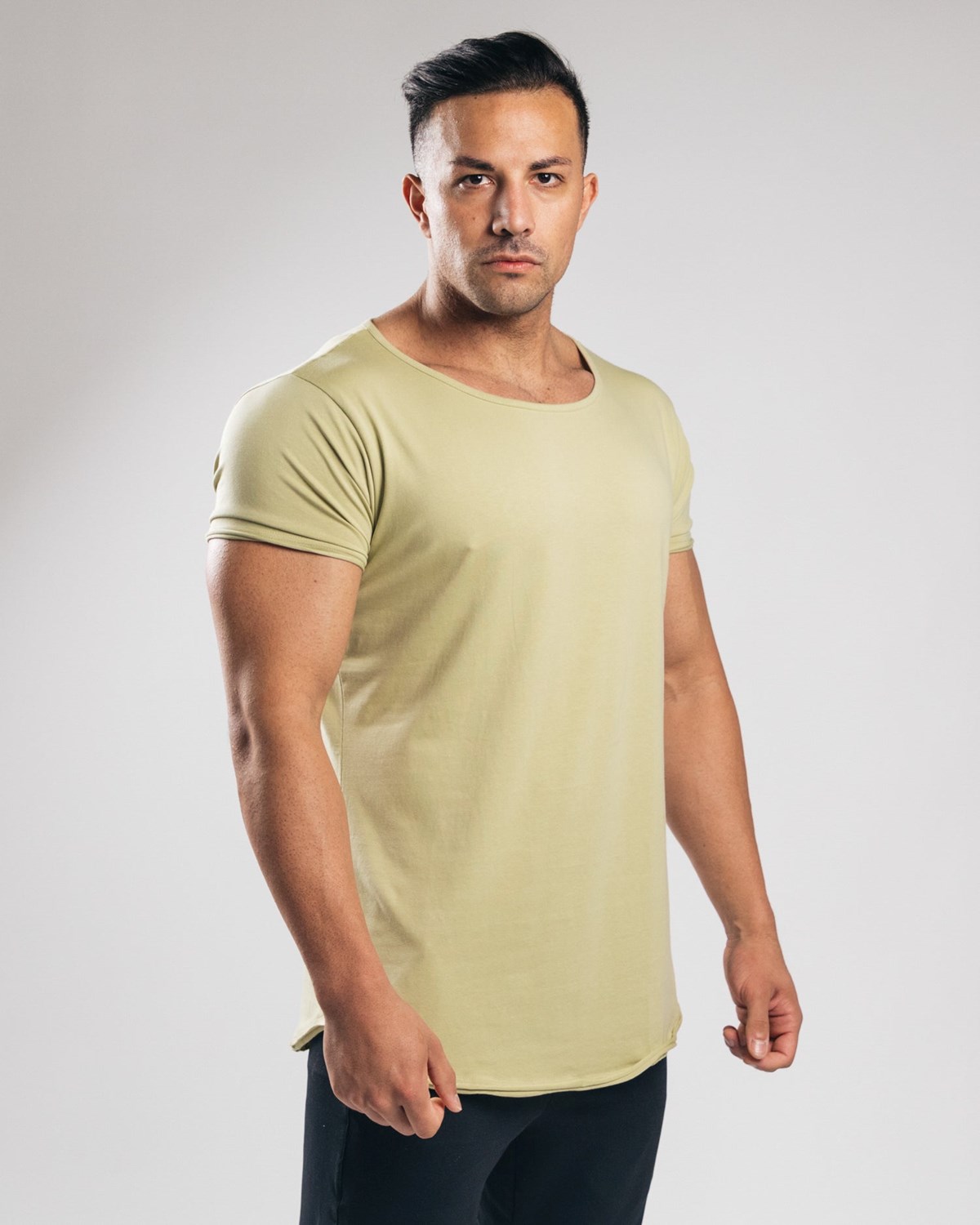 Alphalete Fitted Kort Sleeve Lyseolivengrøn | WJMPT1204