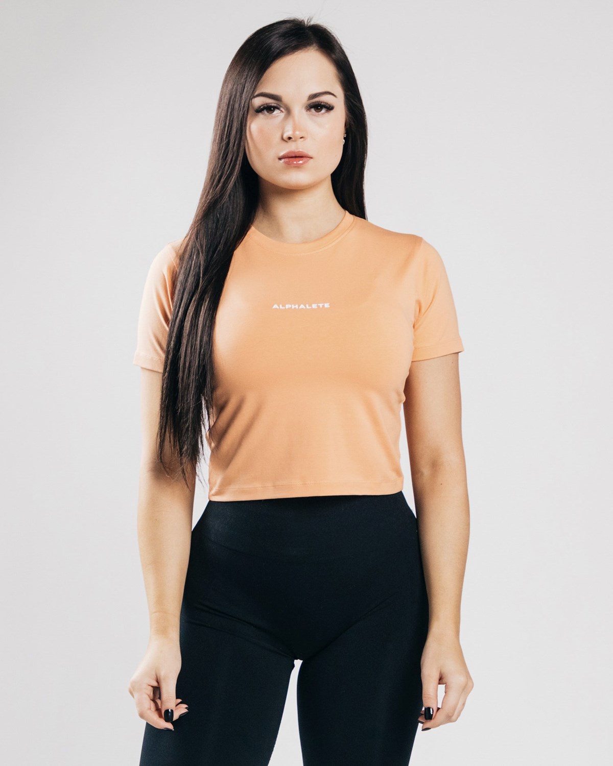 Alphalete Fitted Performance Crop Orange | GOUAB2186