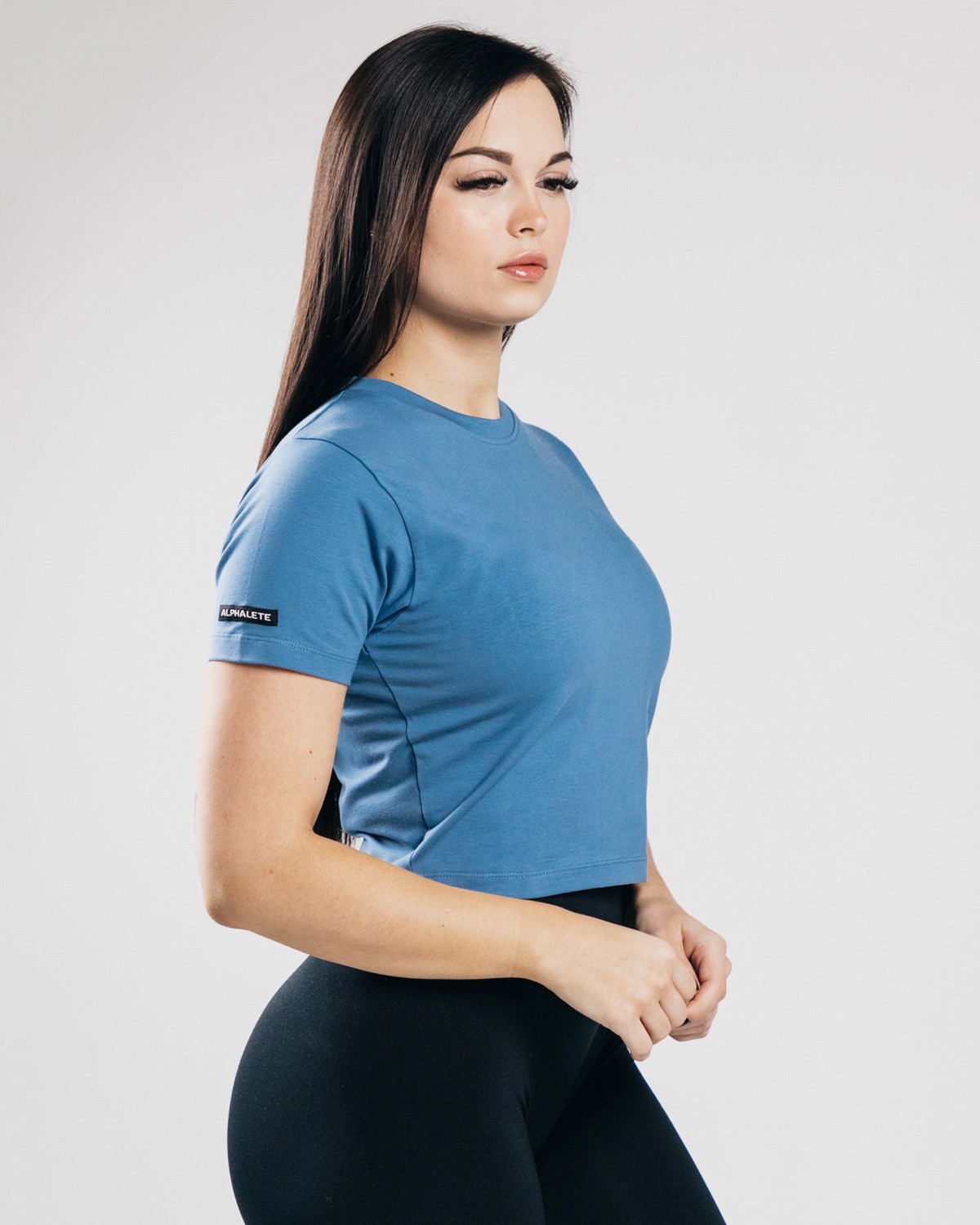 Alphalete Fitted Performance Crop Top Blå | JLOKH3726